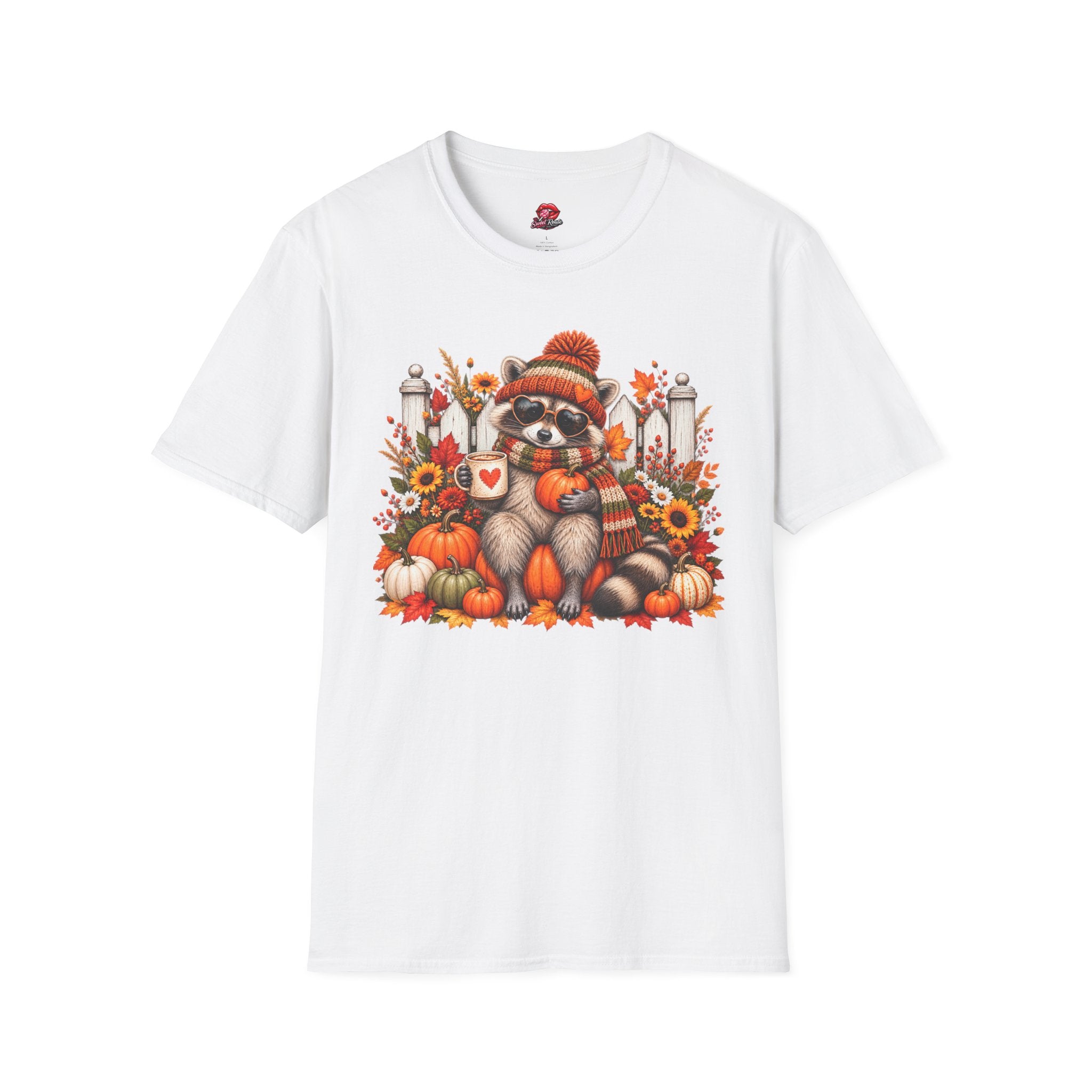 Cozy Fall Pumpkin, Sunflower RaccoonT-Shirt