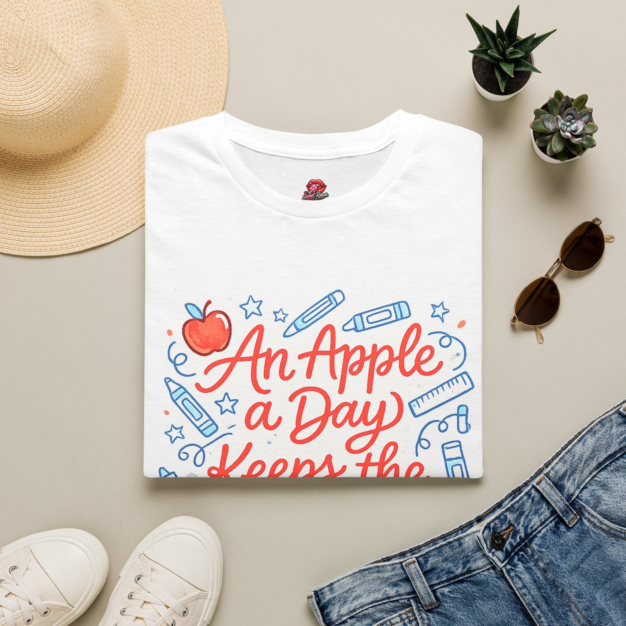 An Apple a Day Keeps the Subs Away Teacher T-Shirt | Funny Substitute Teacher Tee | Back to School Gift | Cute Classroom Graphic Shirt