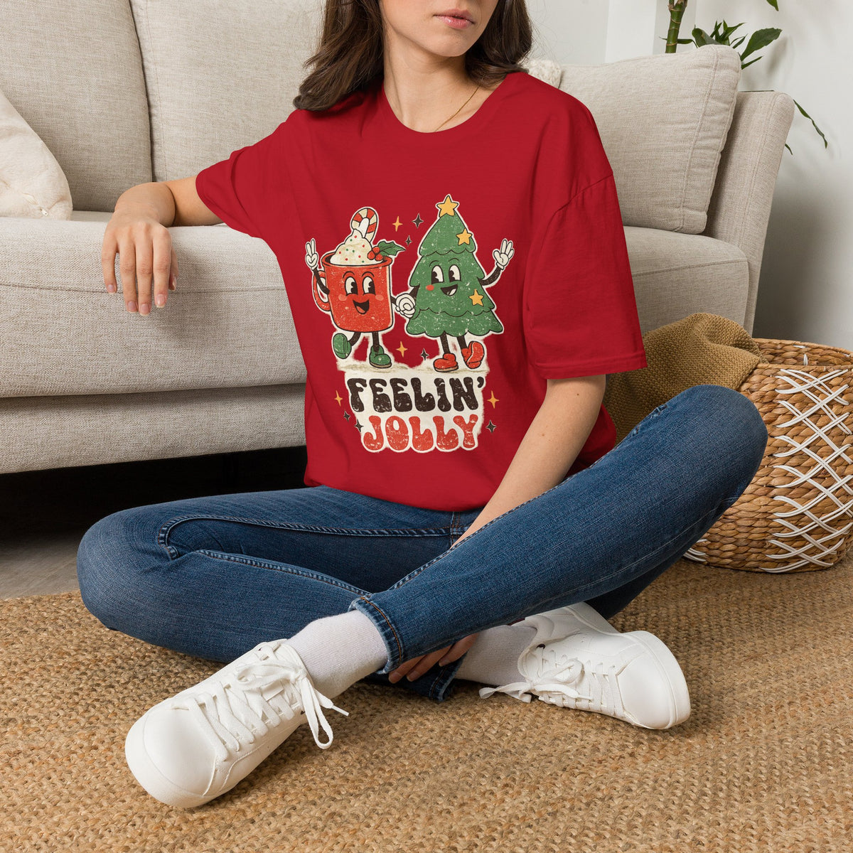 Feelin' Jolly mug and Christmas tree T-Shirt