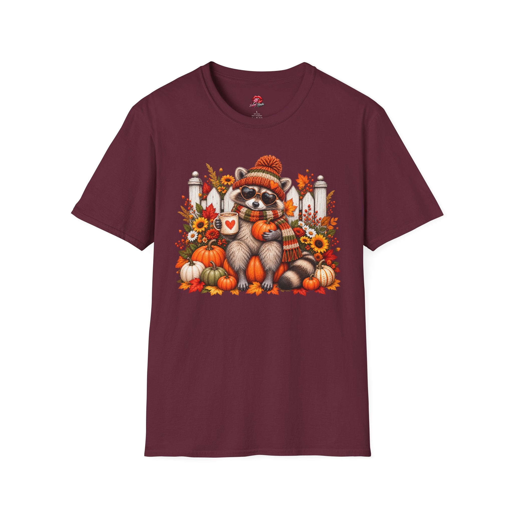 Cozy Fall Pumpkin, Sunflower RaccoonT-Shirt