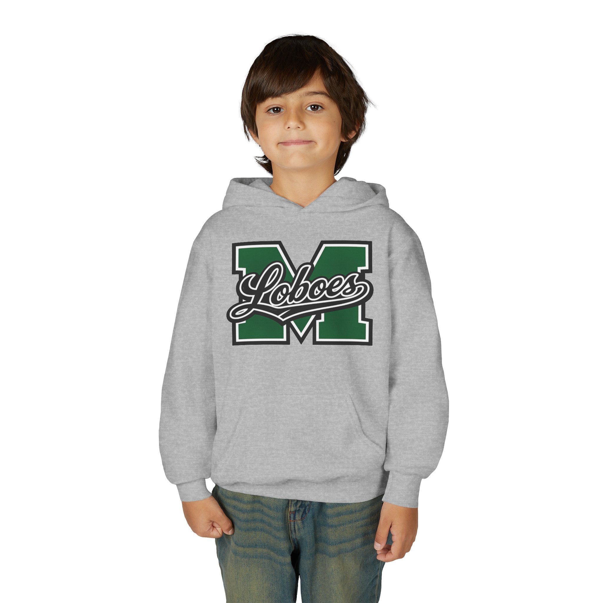 Youth Hoodie — 'M Loboes' Varsity Letterman School Spirit Pullover