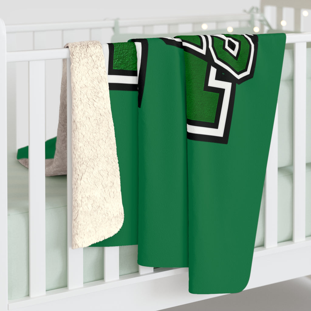 Green 'M Loboes' Sherpa Fleece Blanket