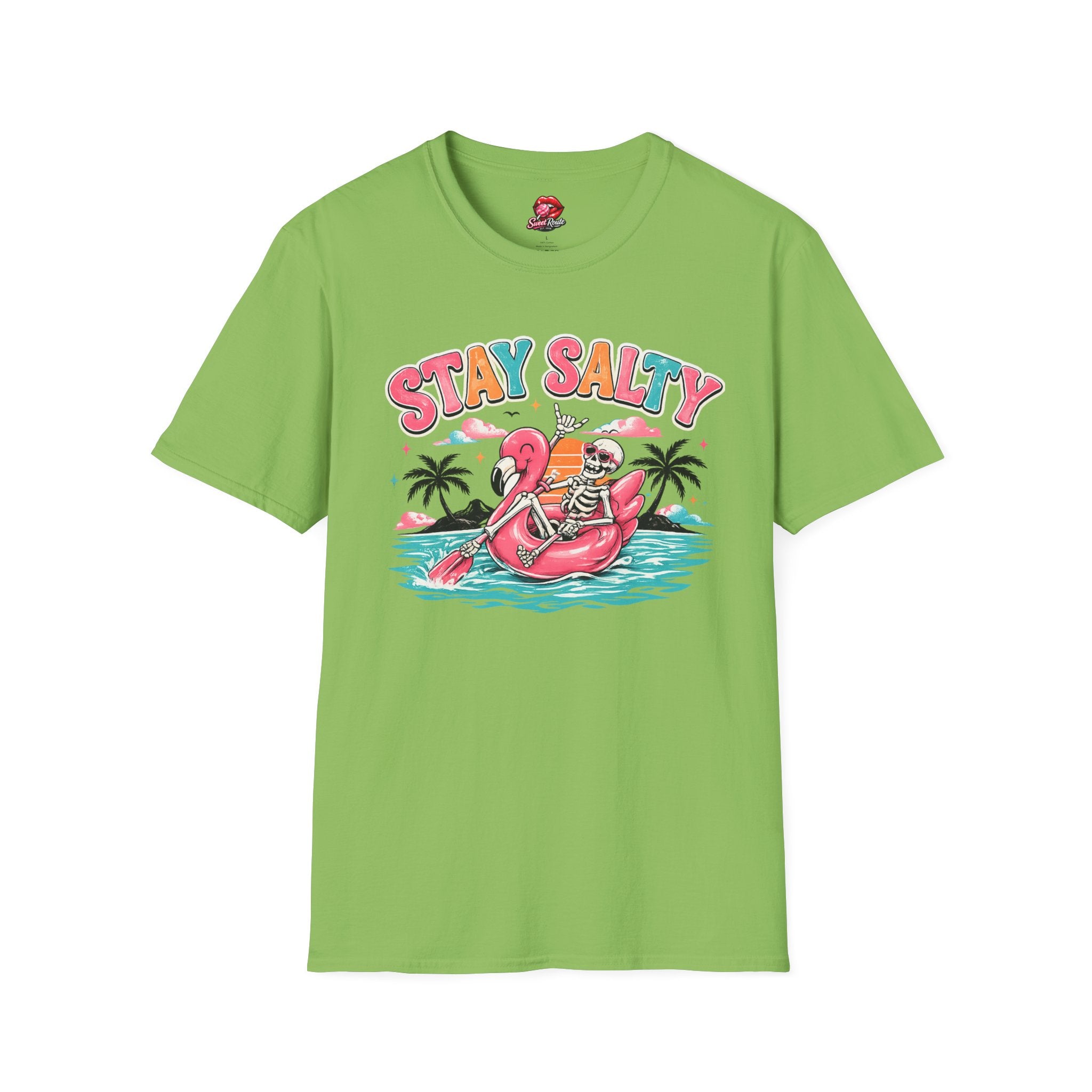 Stay Salty skeleton flamingo float T-Shirt