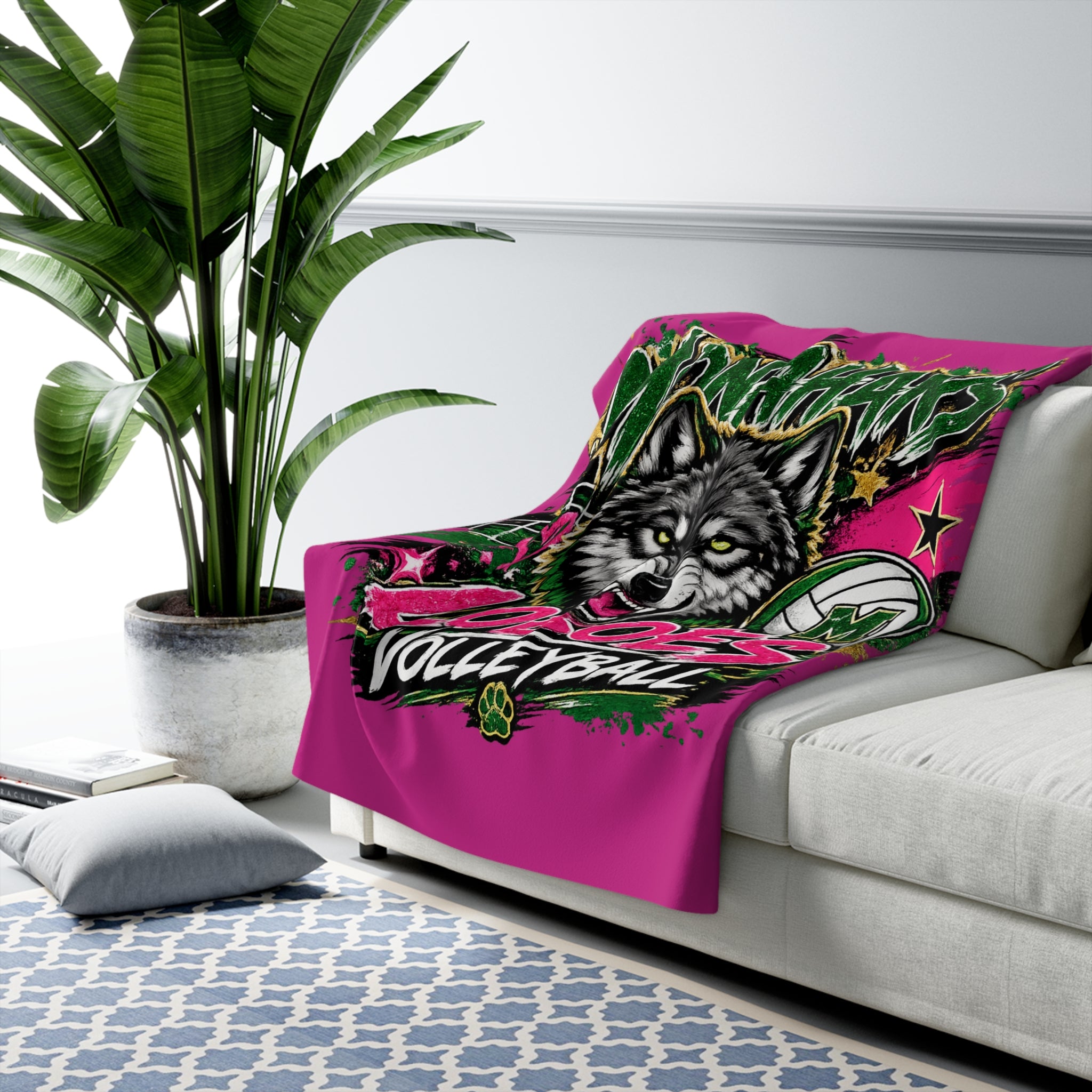 Monahans Loboes Volleyball Sherpa Blanket