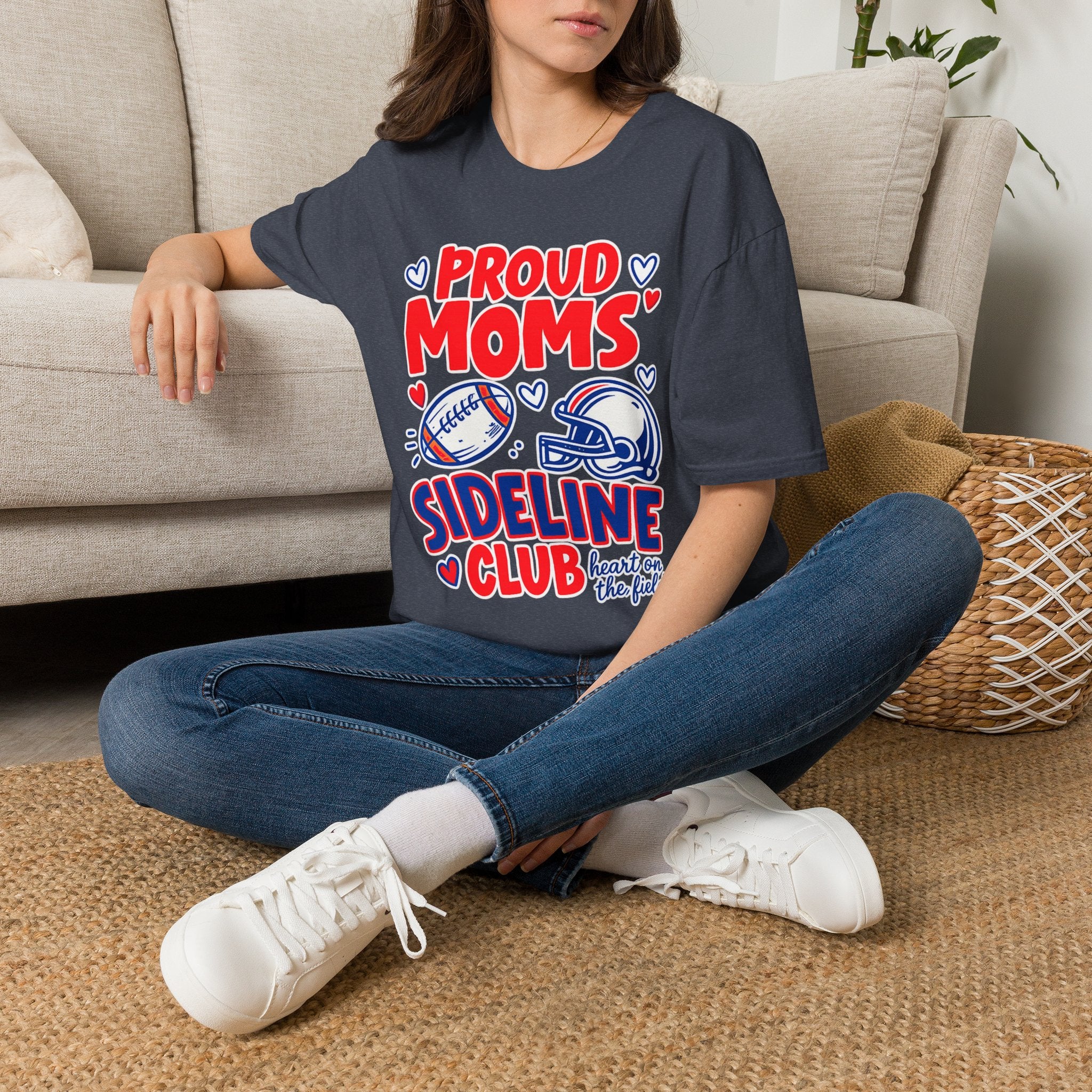 Proud Moms Sideline Club T-Shirt | Football Mom Game Day Tee | Cute Sports Mom Shirt
