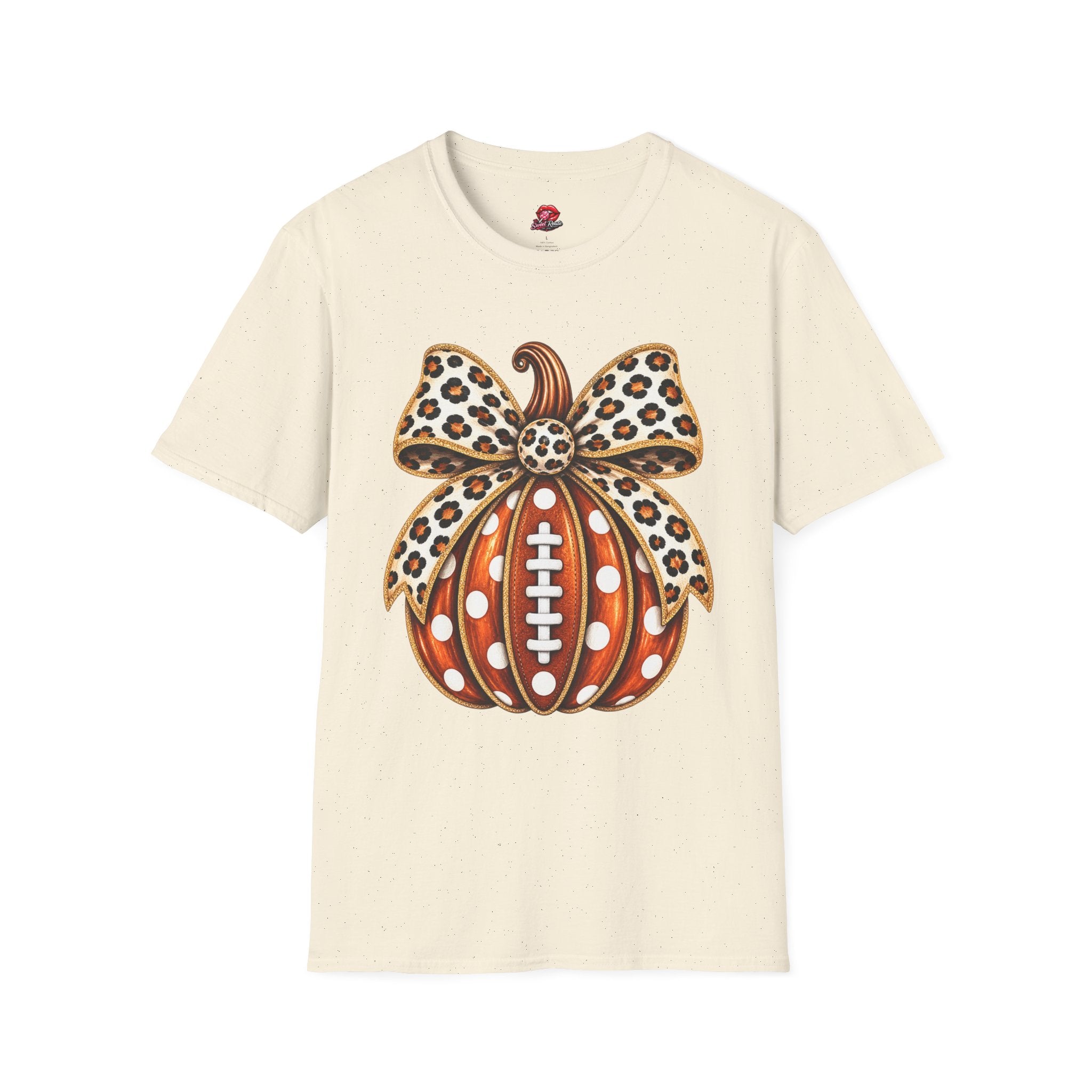 Leopard Bow Football Pumpkin T-Shirt