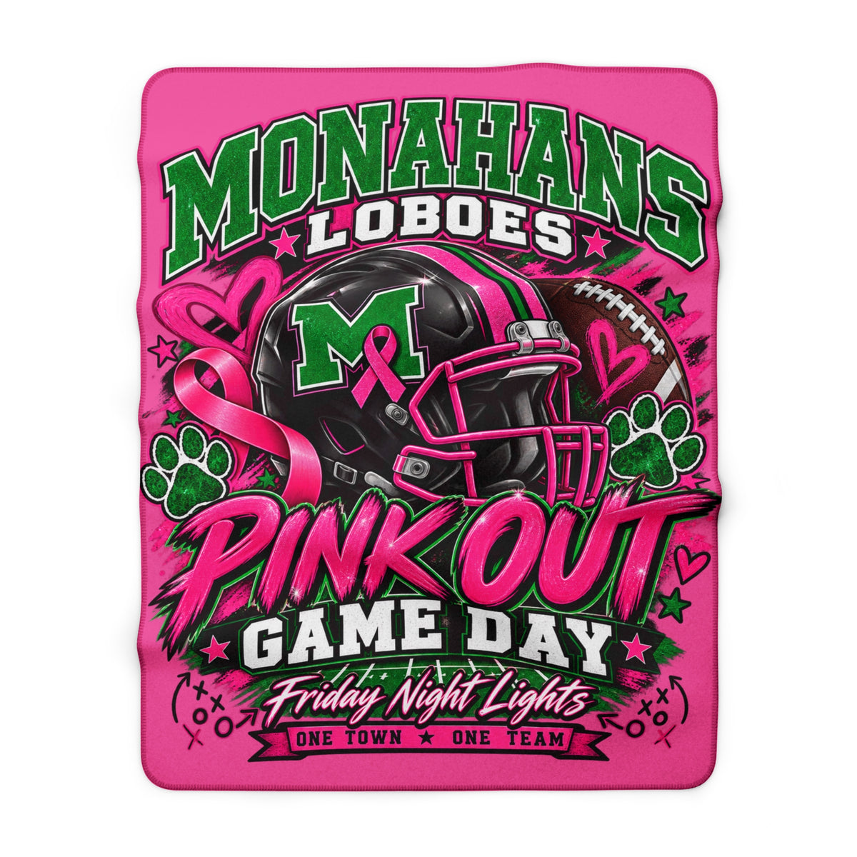 Monahans Loboes 'Pink Out Game Day' Sherpa Fleece Blanket