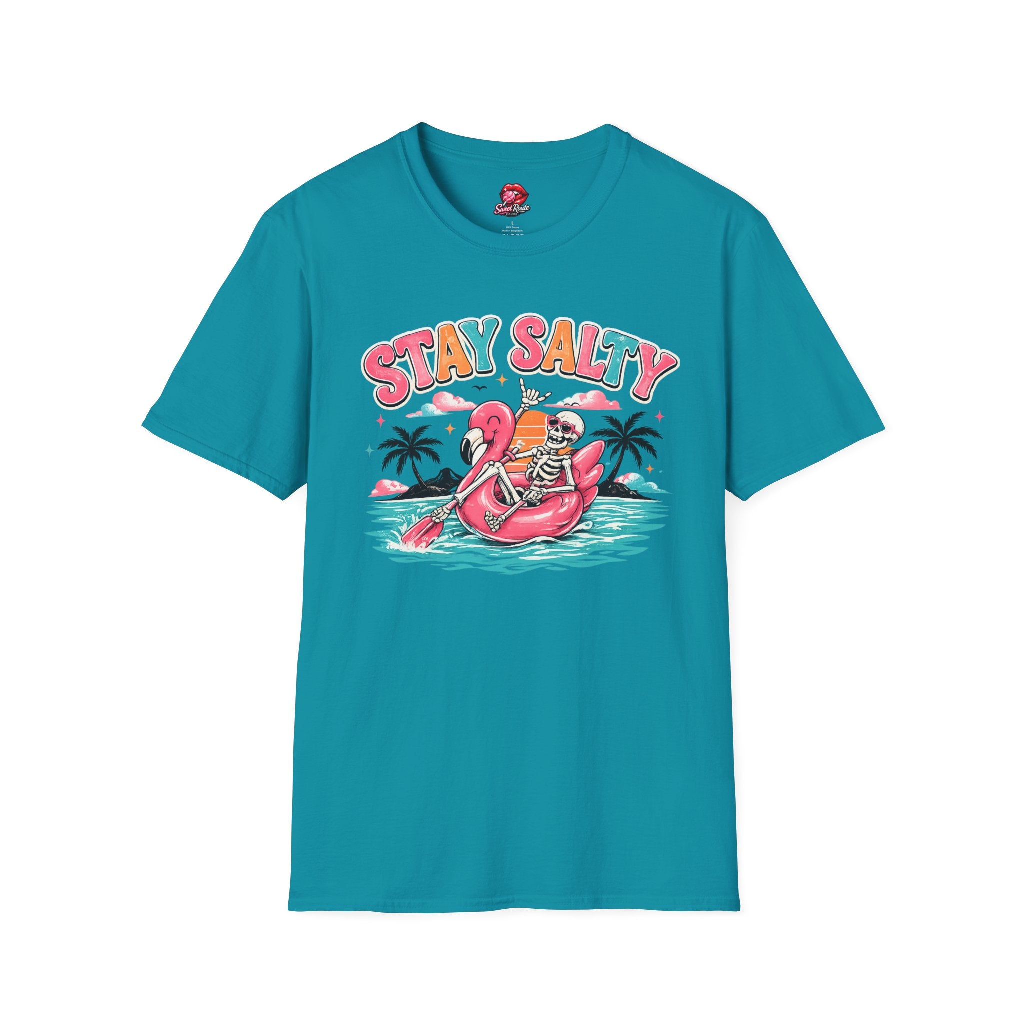 Stay Salty skeleton flamingo float T-Shirt