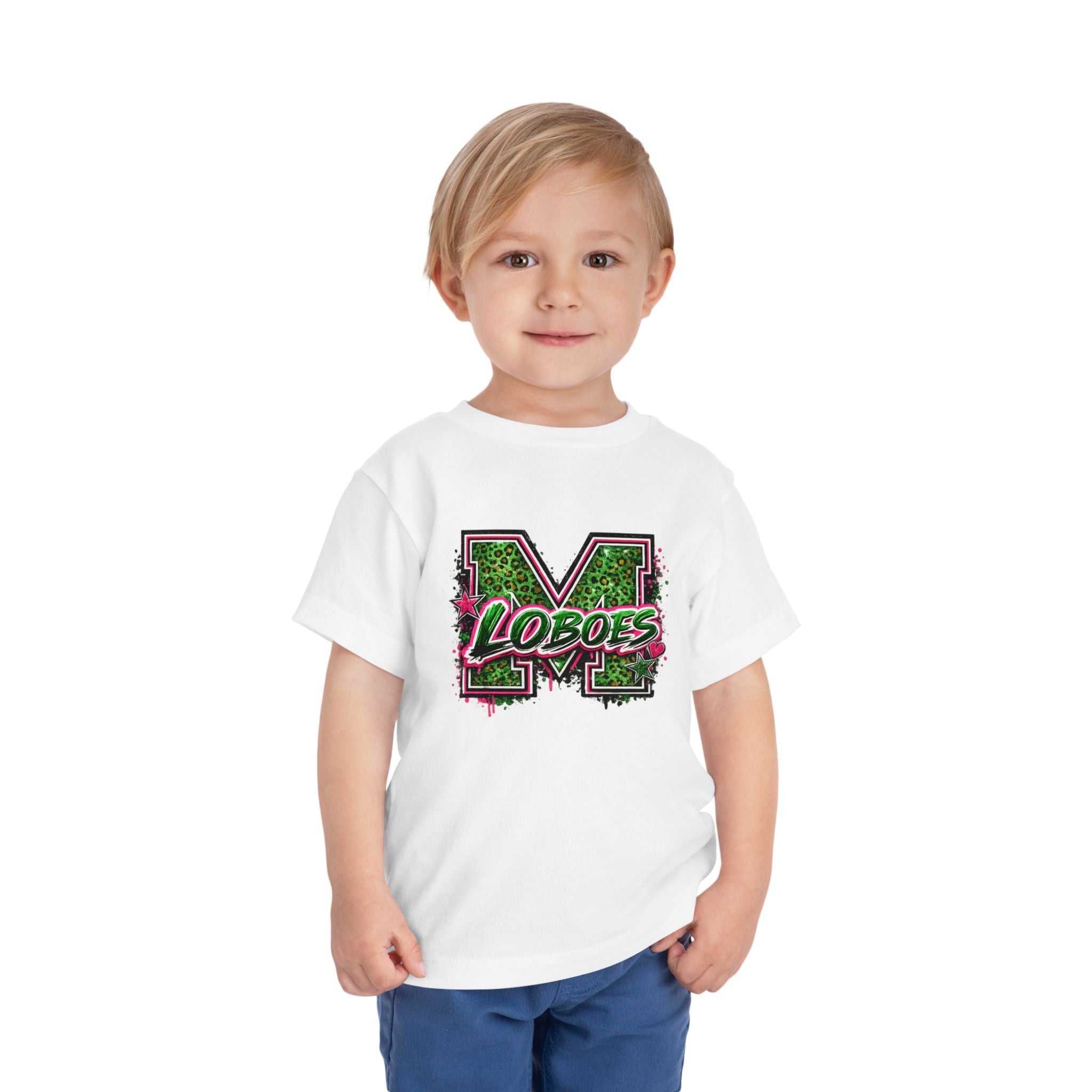 Green Leopard 'Lobos' M Letter Toddler Tee