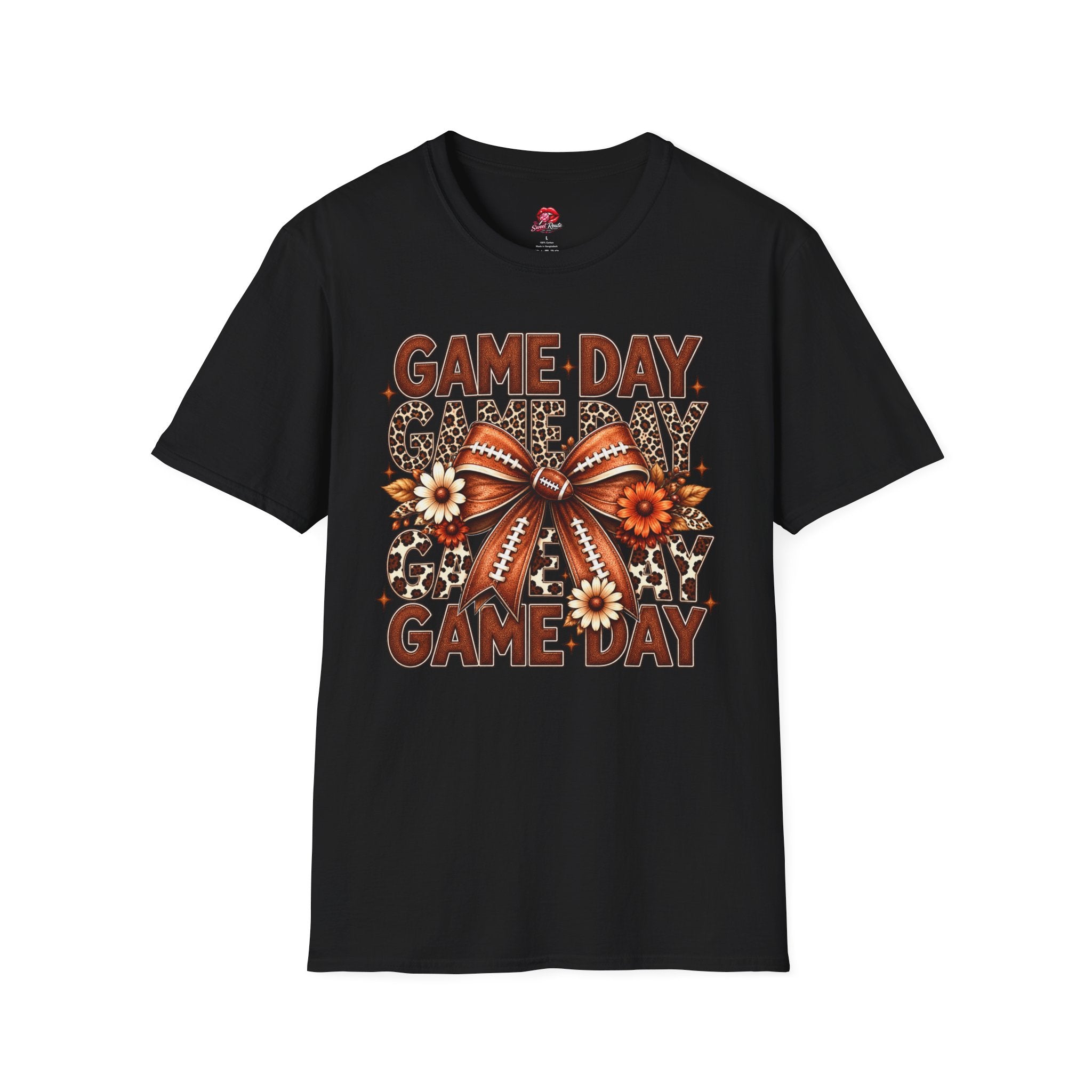 Floral Football Bow Game Day Tee