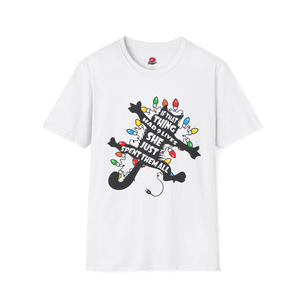 9 Lives Cat and Christmas Lights  T-Shirt