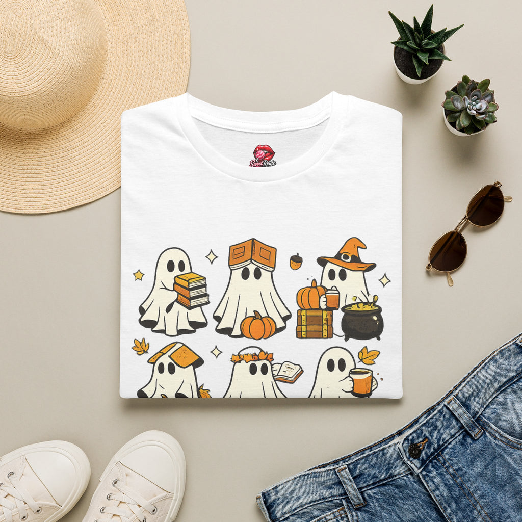 Cute Ghost Characters Halloween T-Shirt | Adorable Boo Crew Ghost Graphic Tee | Halloween Shirt | Pumpkin Ghost Fall Tee | Spooky Season Gift