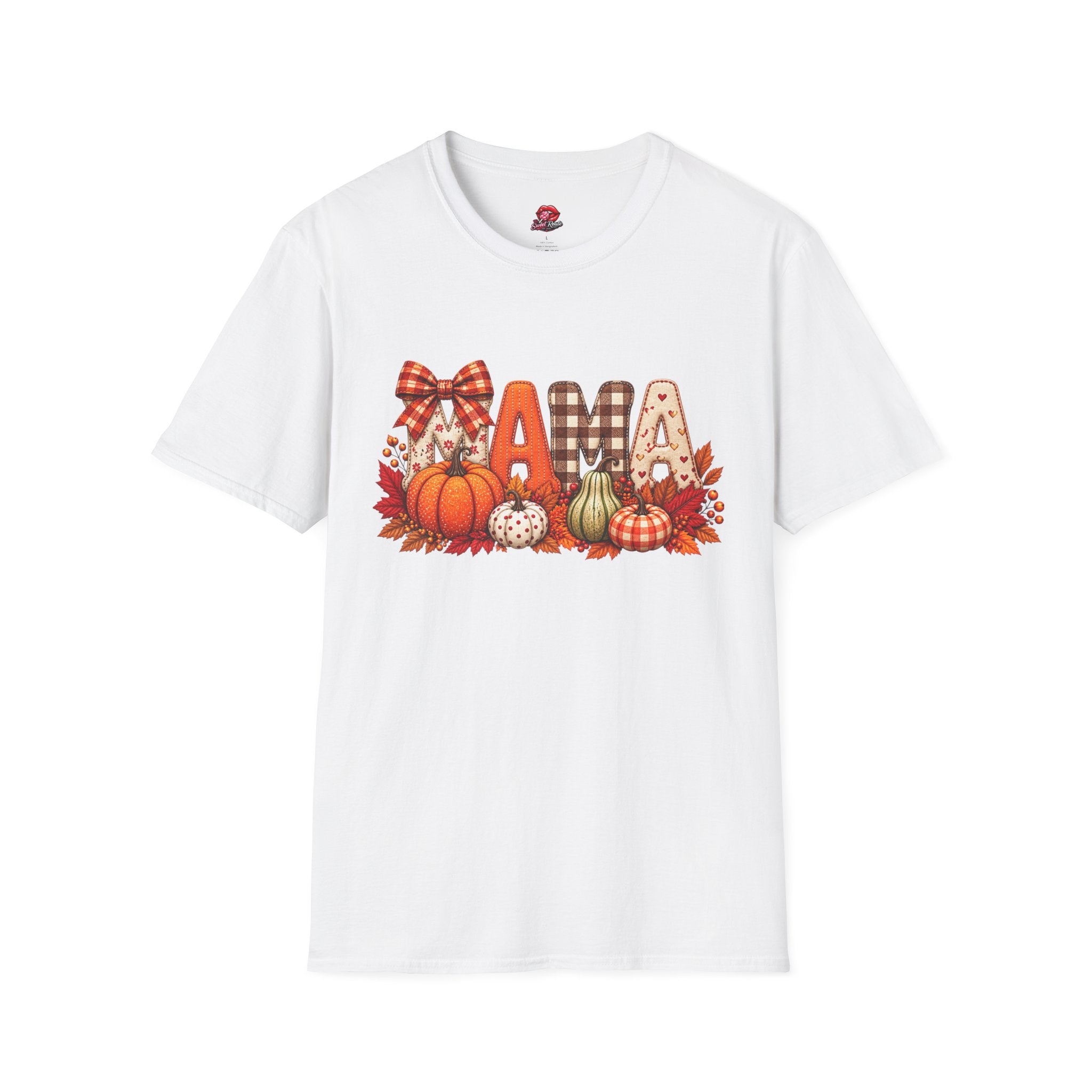 Mama Fall Pumpkin T-Shirt — Autumn Plaid & Gingham Harvest Tee