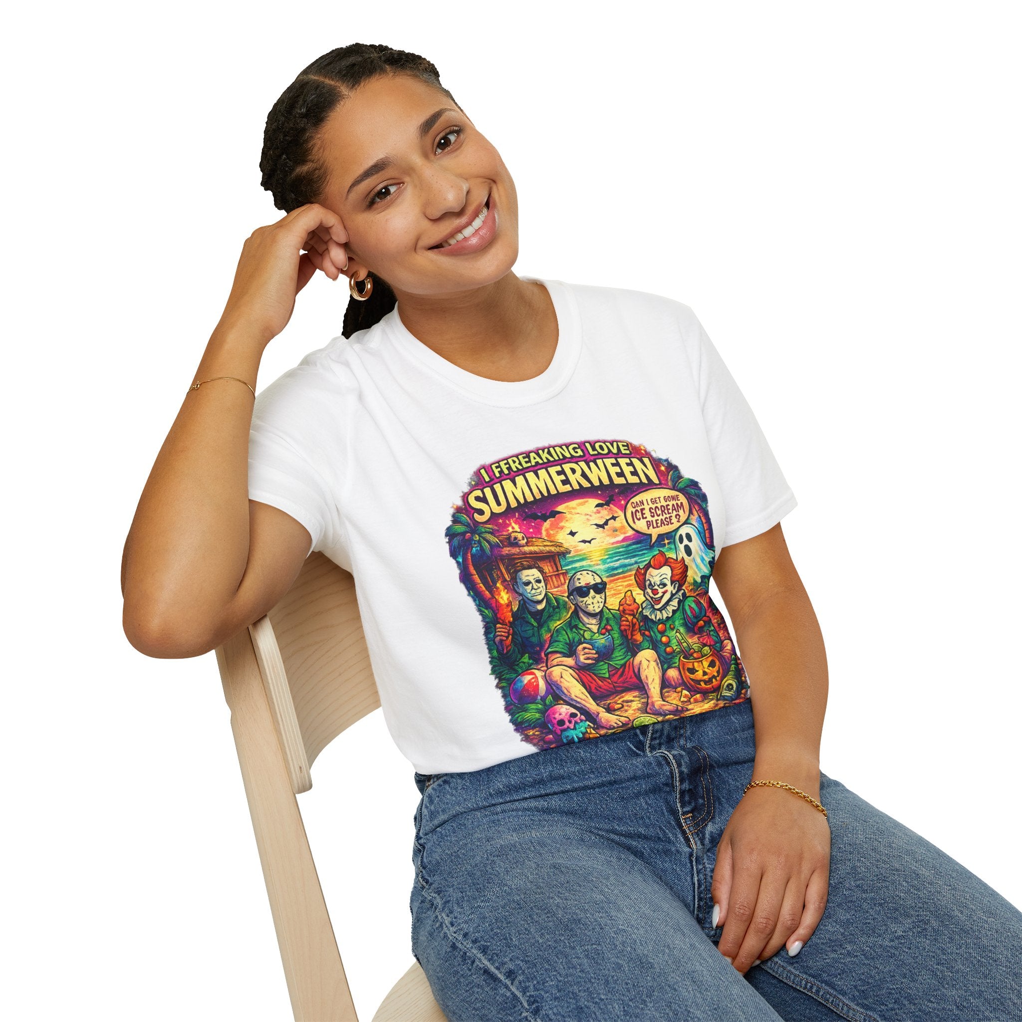 Summerween Horror Beach T-Shirt — "I Freaking Love Summerween" Graphic Tee