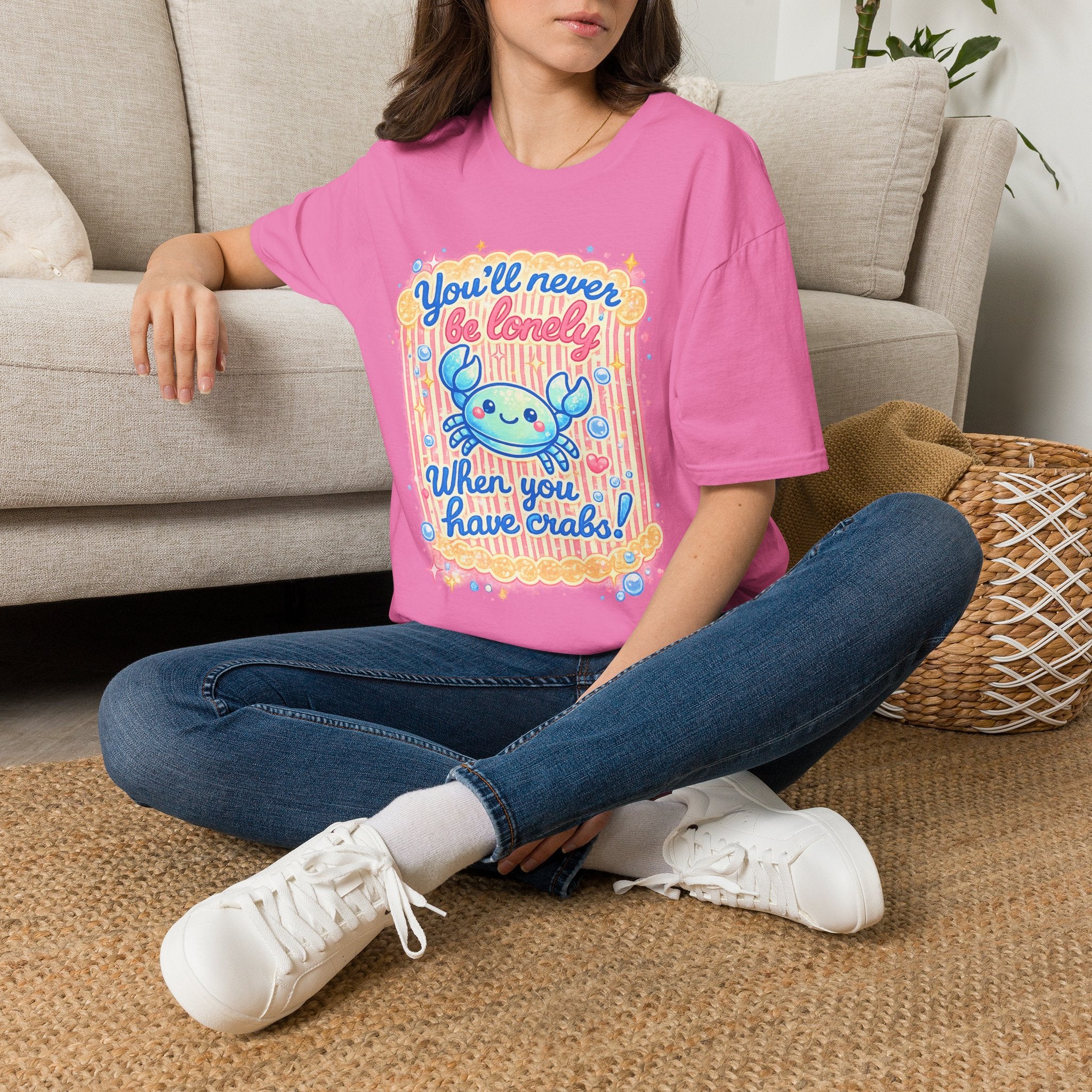 You'll Never Be Lonely Crab T-Shirt — Cute Kawaii Crab Graphic Tee