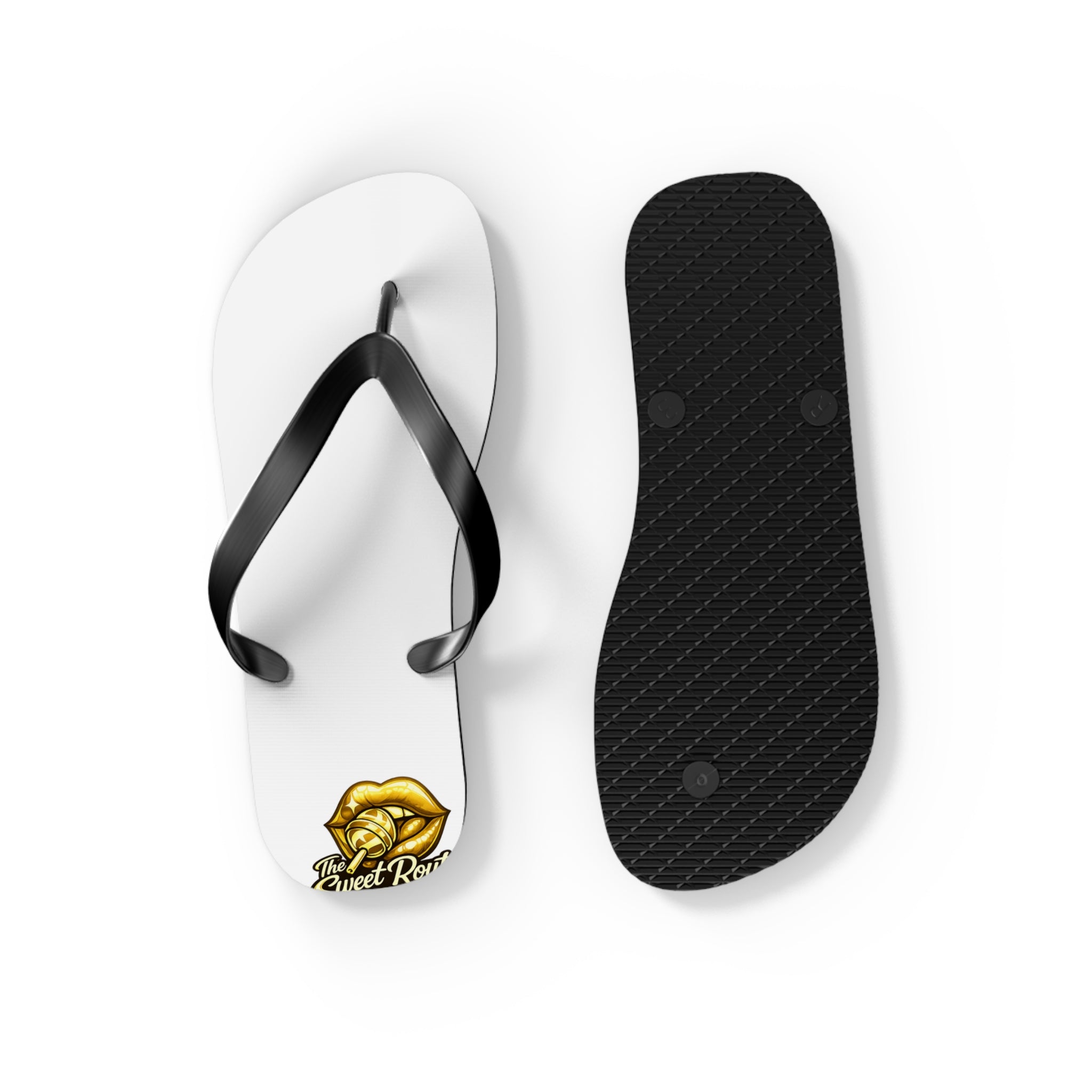 Gold Sweet Route Logo Beach Sandals