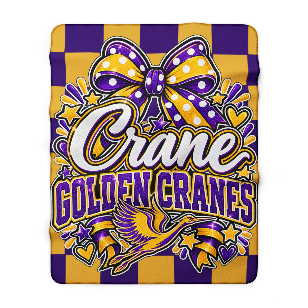 Golden Cranes Sherpa Fleece Blanket
