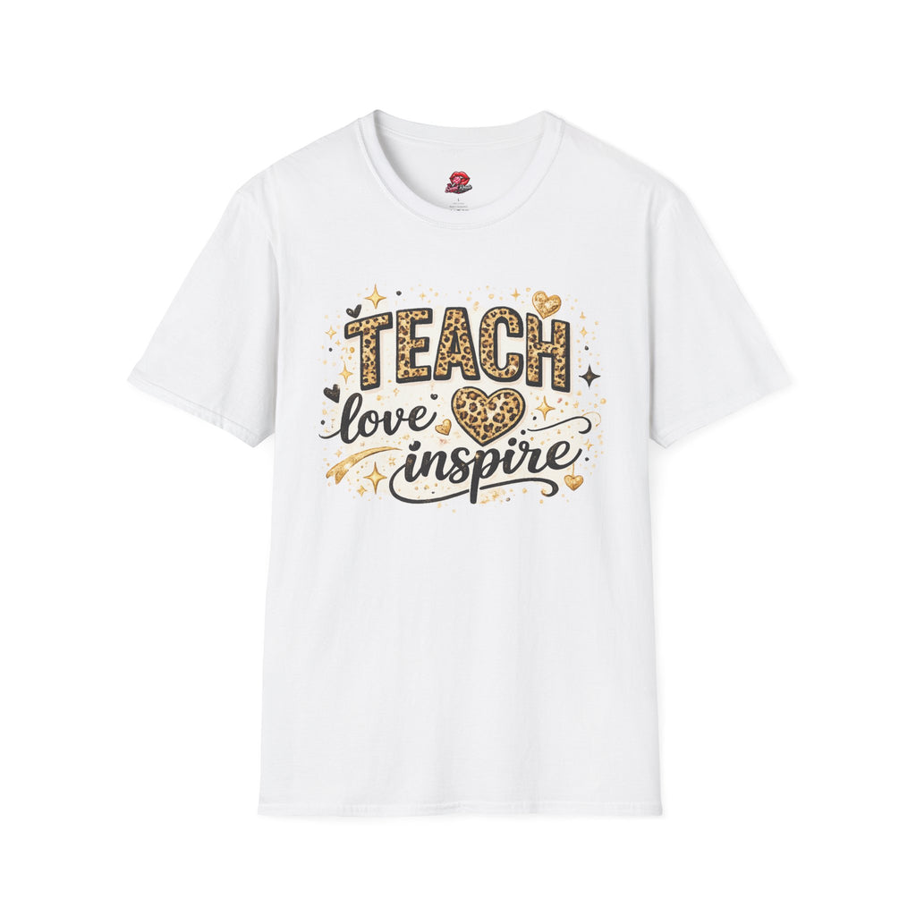 Teacher Leopard Heart T-Shirt | Teach Love Inspire Graphic Tee | Inspirational Teacher Shirt
