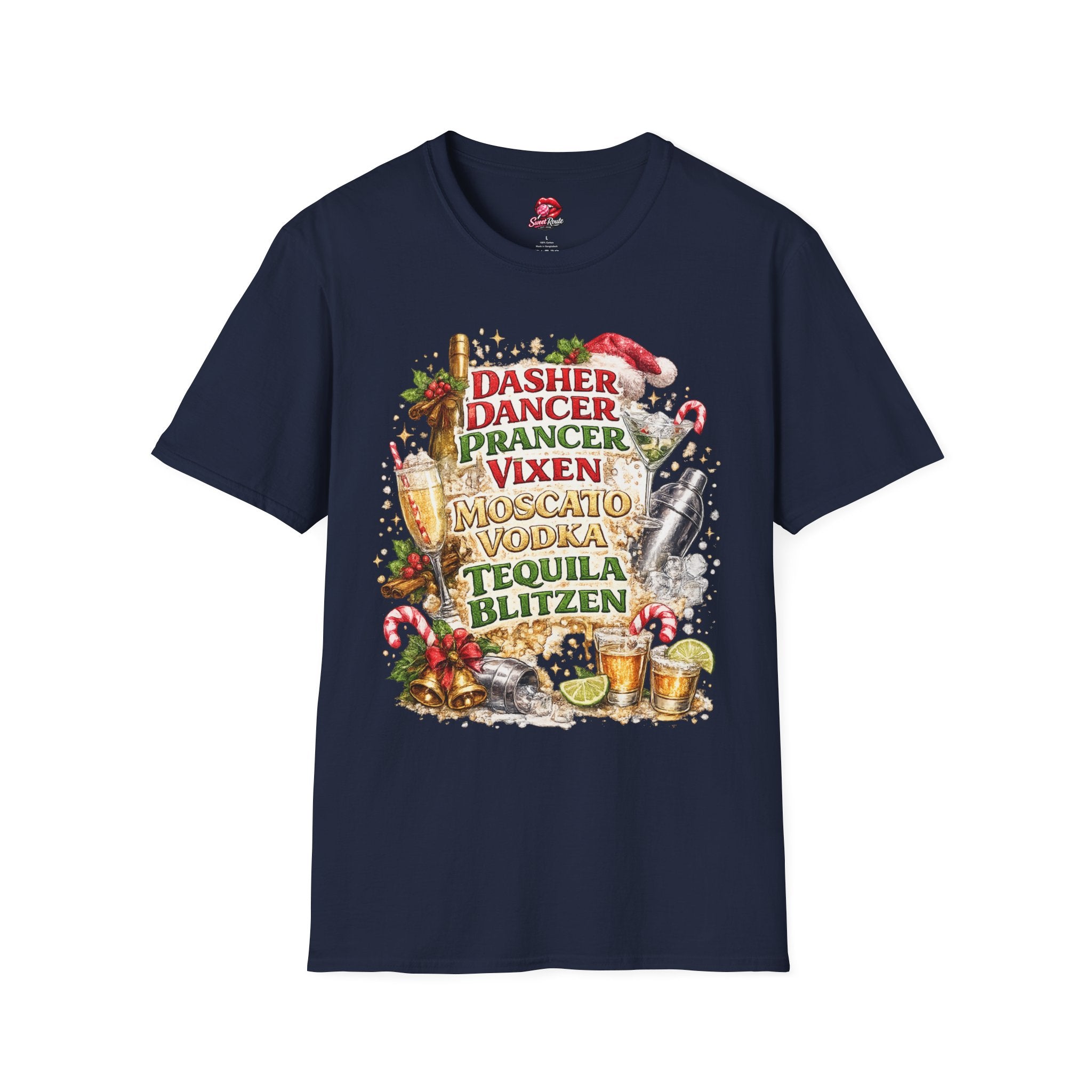 Dasher Dancer Prancer Vixen Moscato Vodka T-Shirt