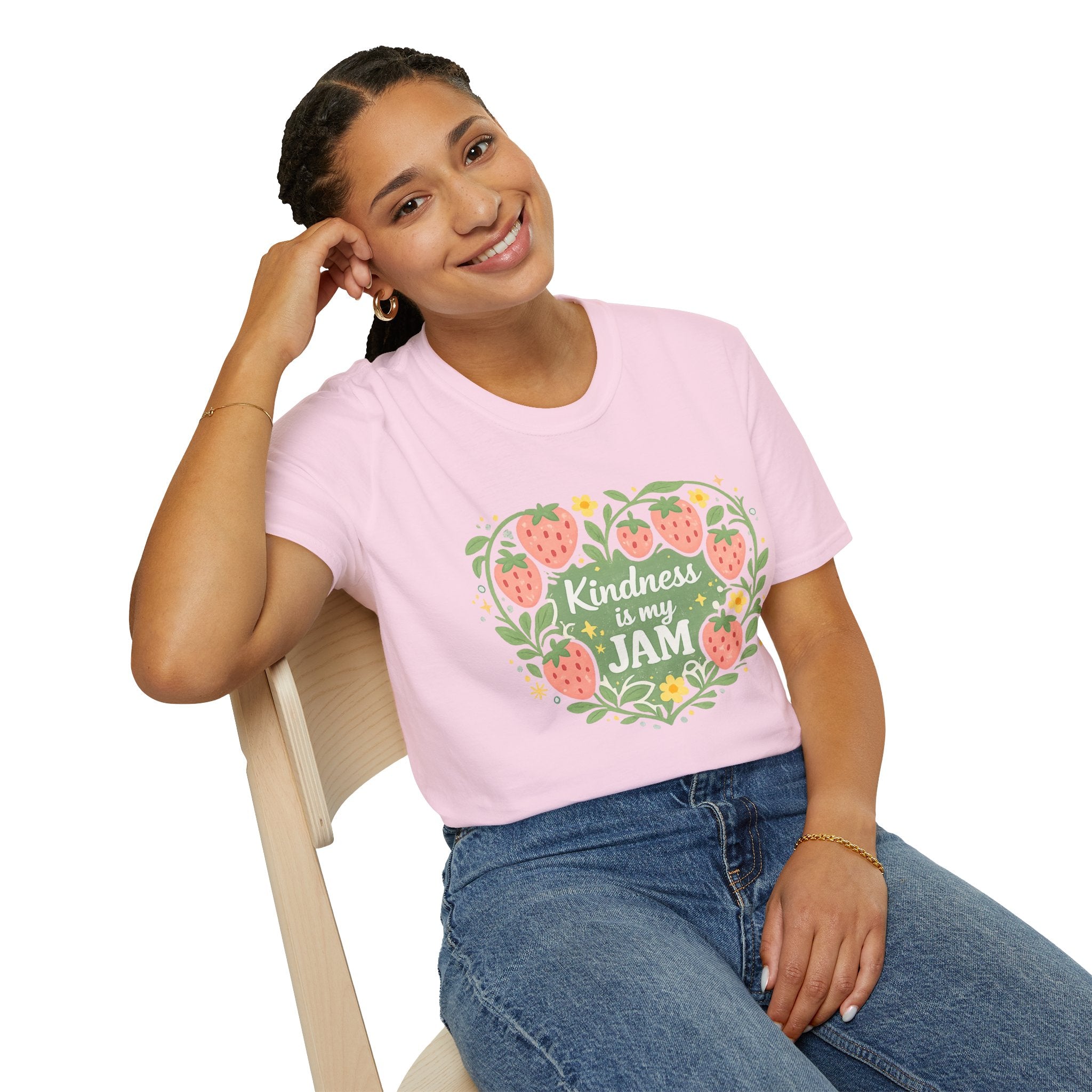 T-Shirt — "Kindness Is My Jam" Strawberry Graphic Tee