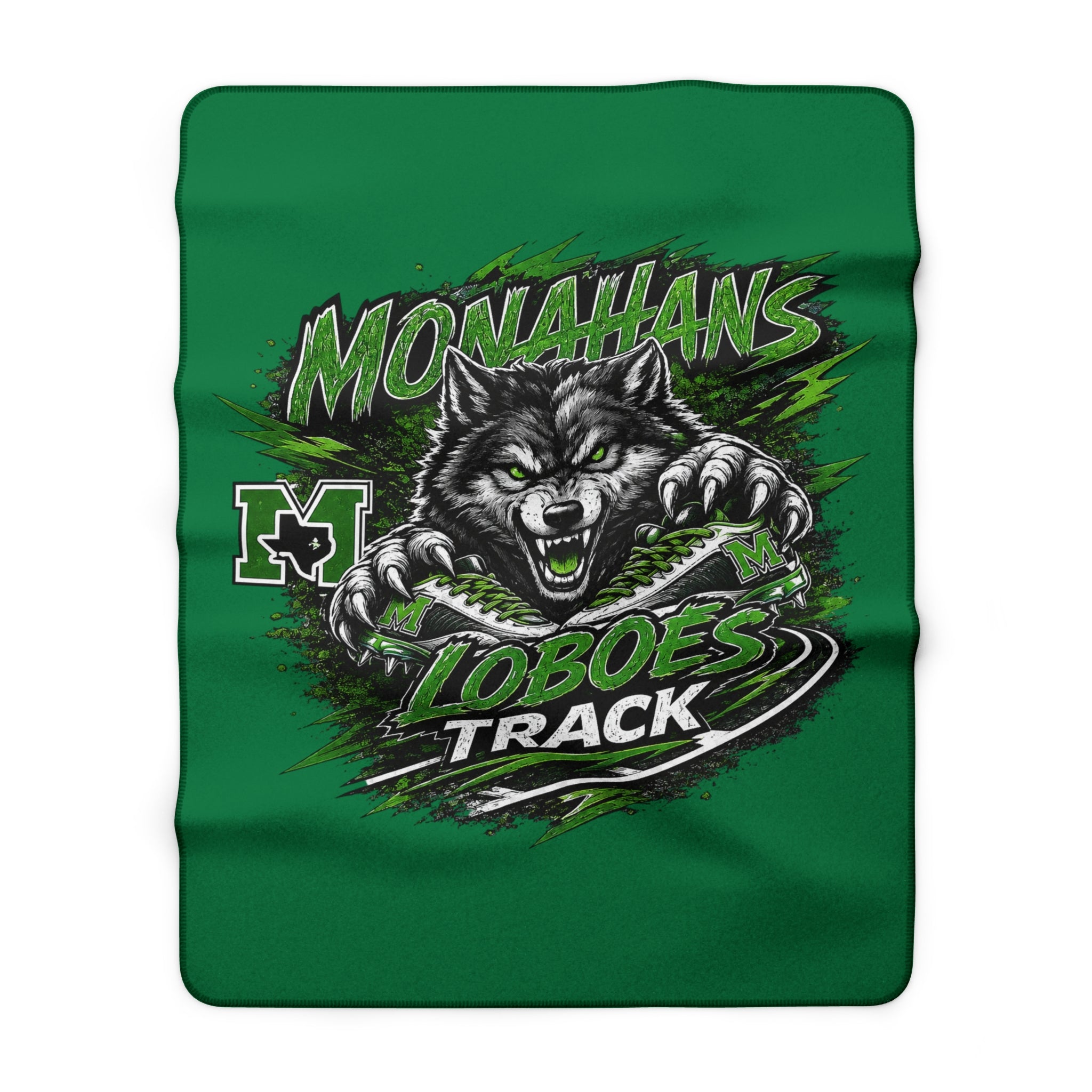 Monahans Loboes Track Sherpa Fleece Blanket