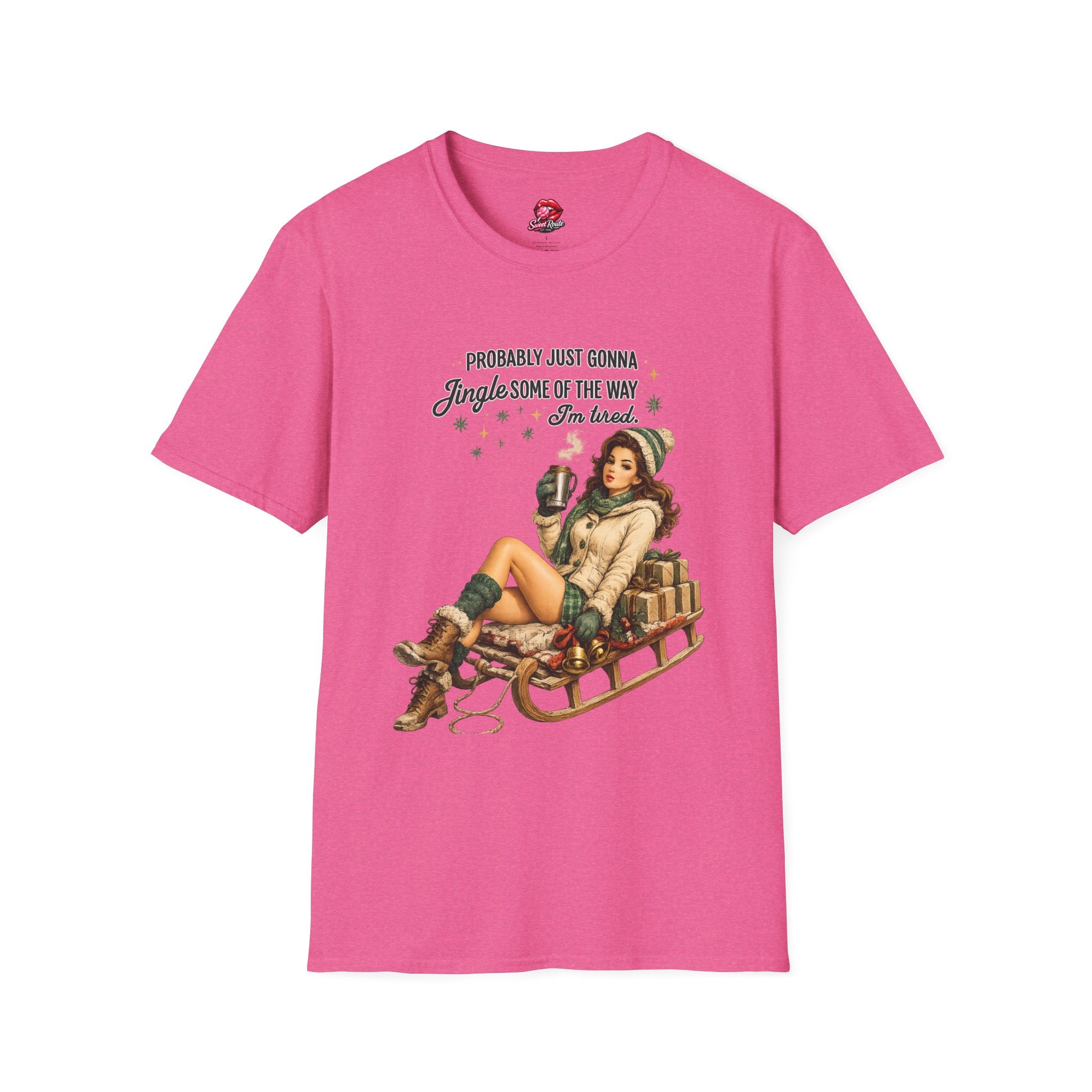 Jingle Some of the Way Vintage Pinup Sleigh T-Shirt