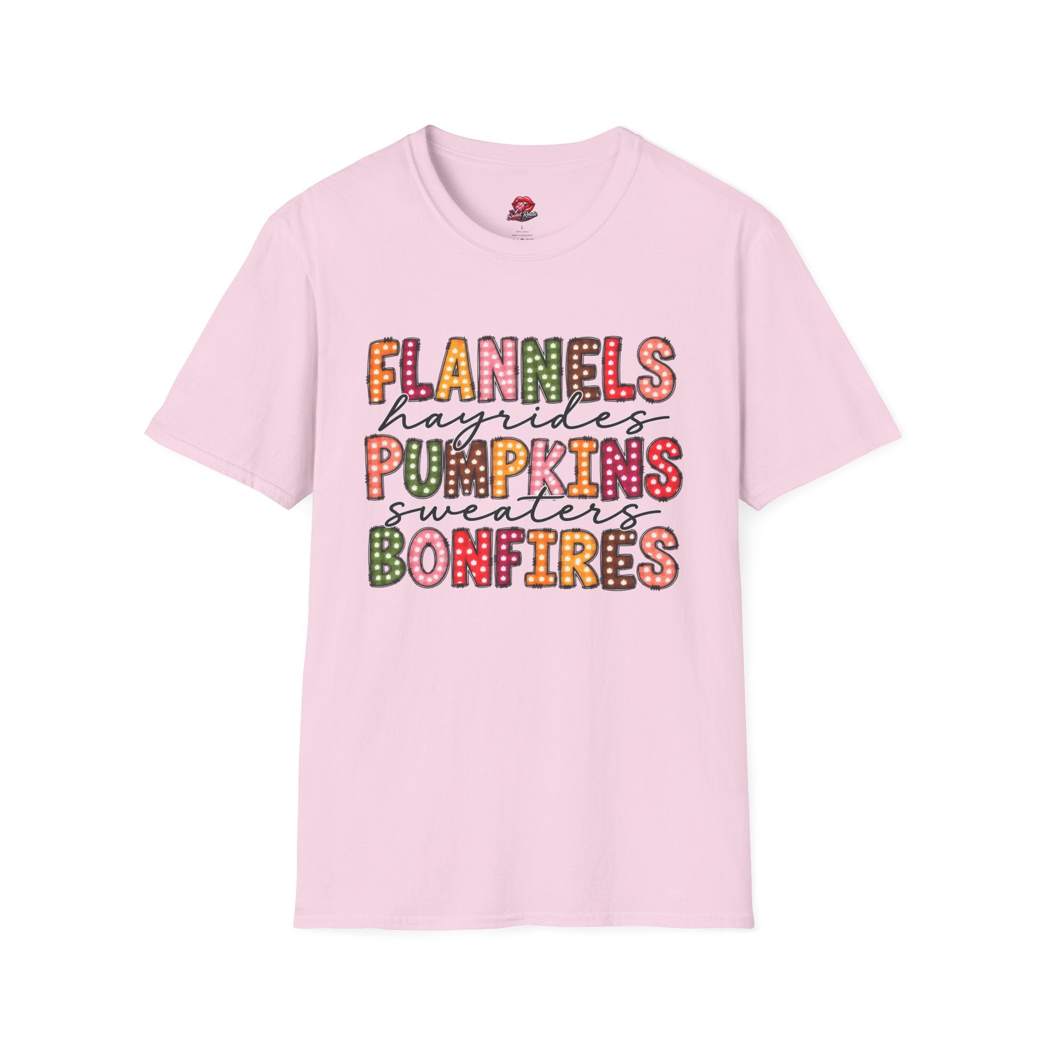 Flannels Hayrides Pumpkins Sweaters Bonfires Tee