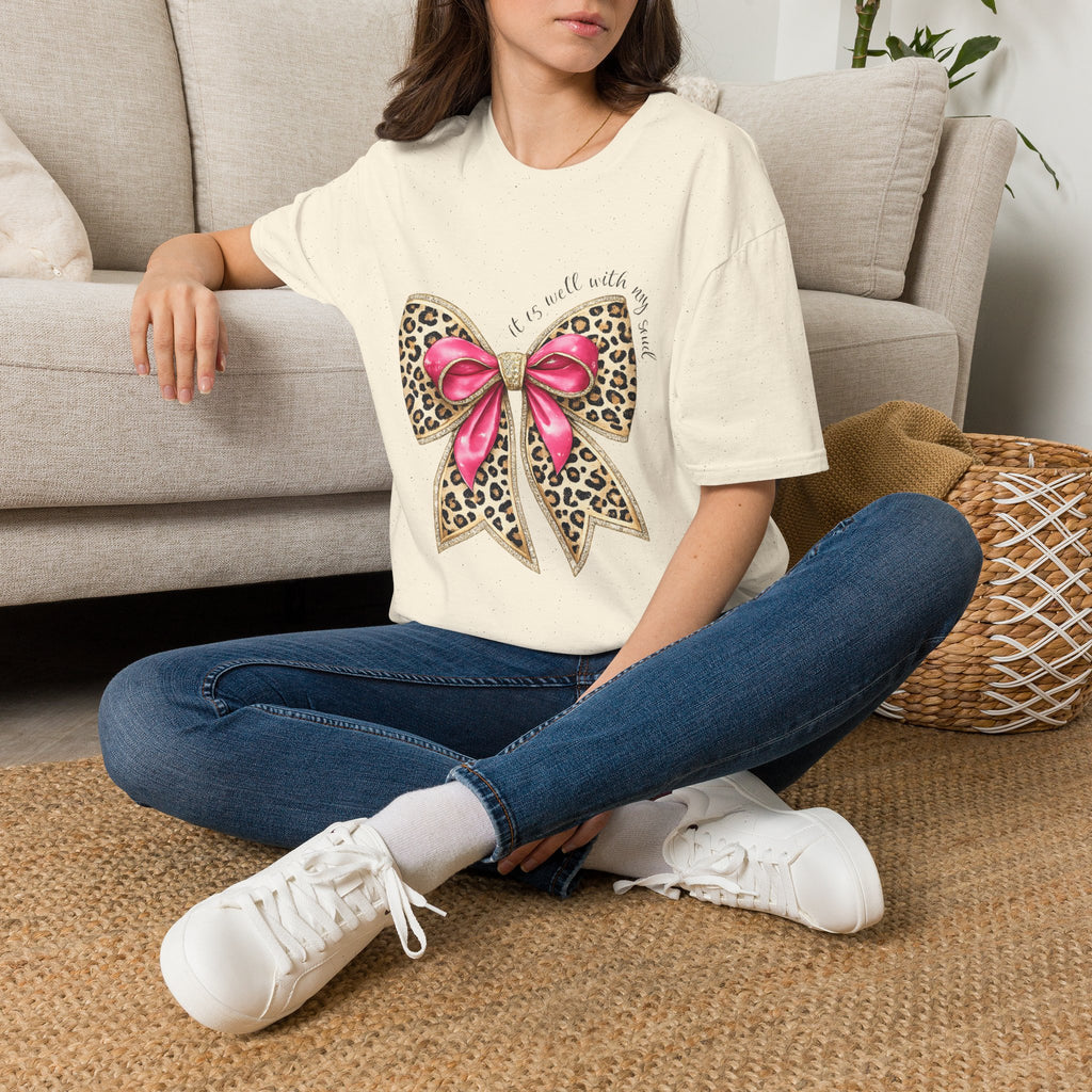 Leopard Bow with Pink Ribbon T-Shirt