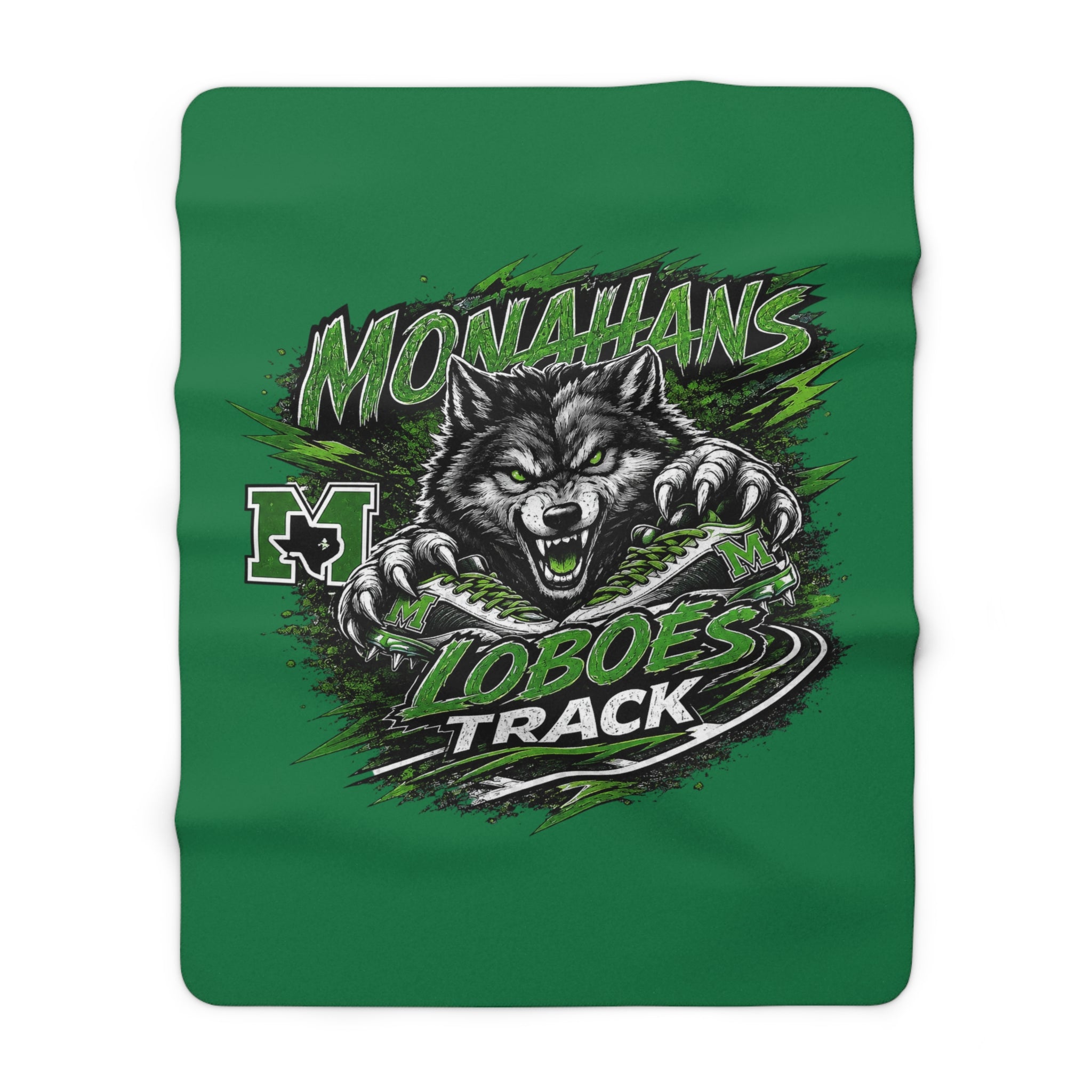 Monahans Loboes Track Sherpa Fleece Blanket