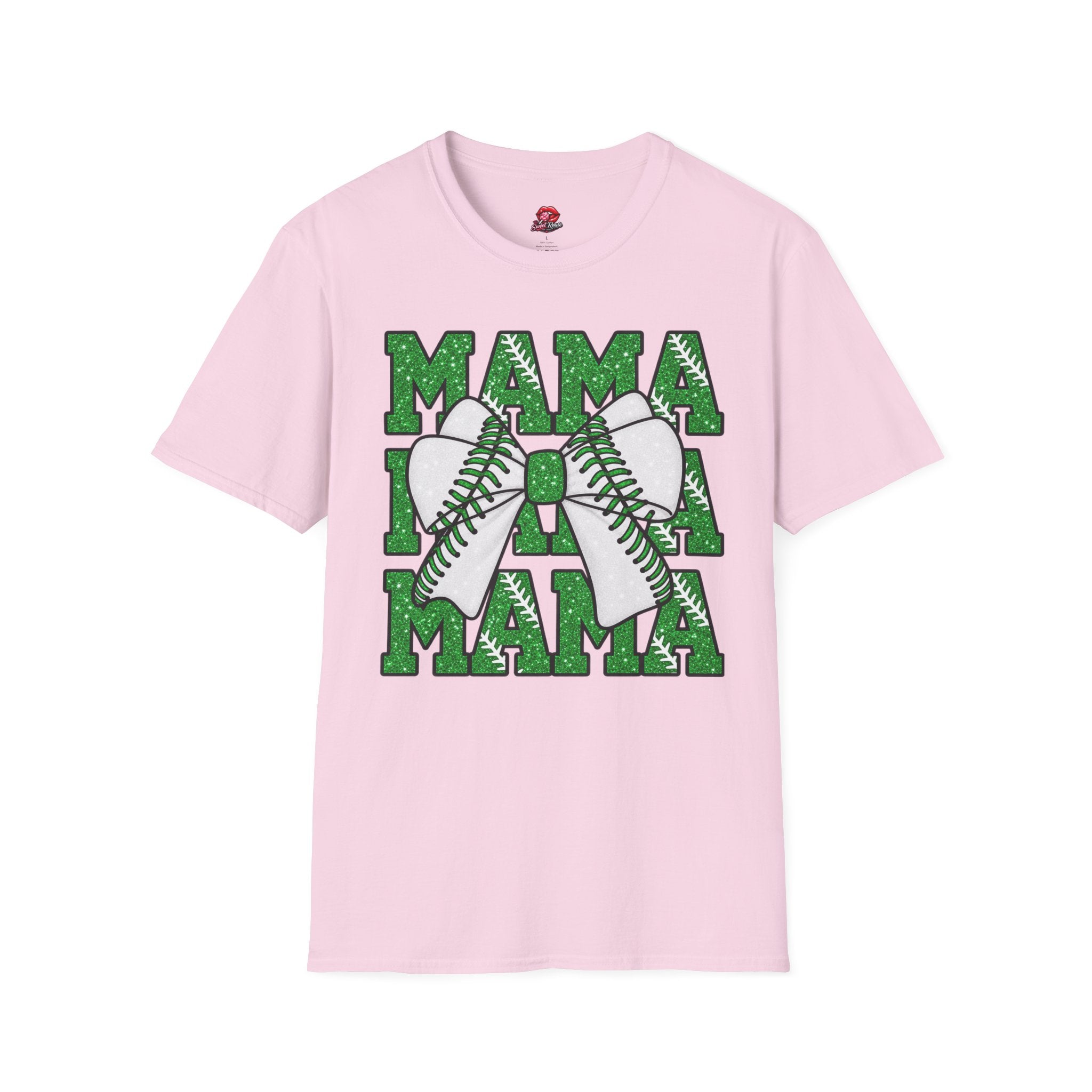 Green Glitter Mama Baseball Tee