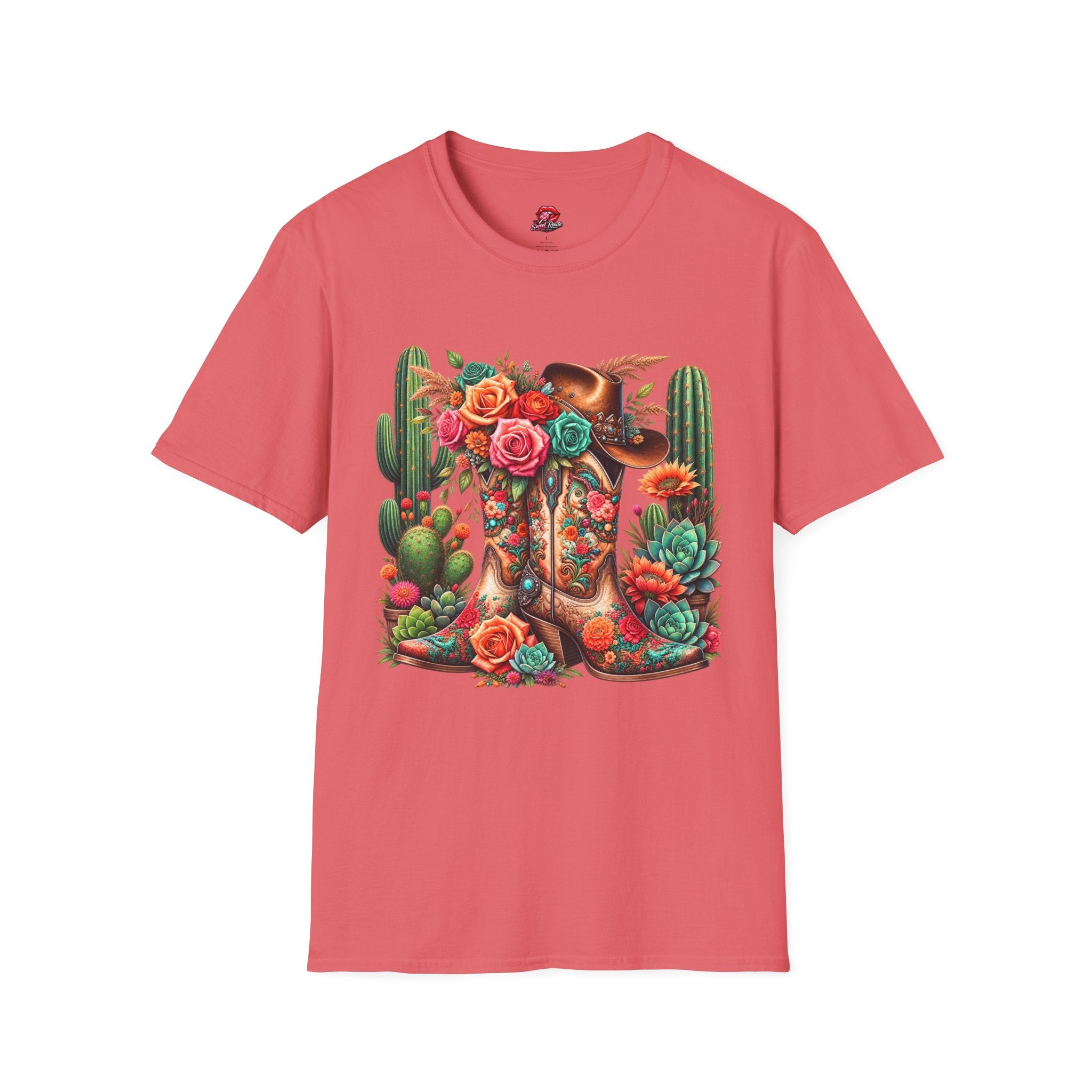 Floral Cactus Cowboy Boot T-Shirt