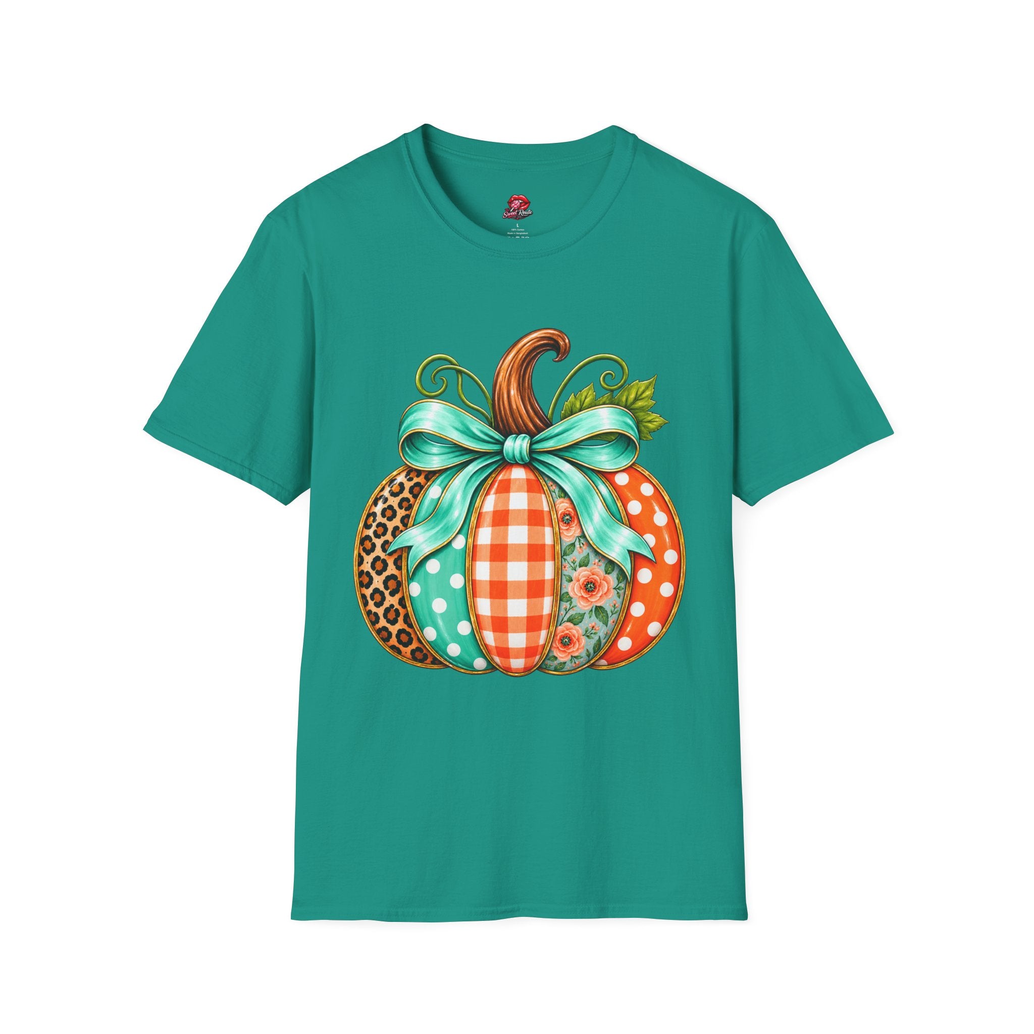 Fall Patchwork Pumpkin T‑Shirt