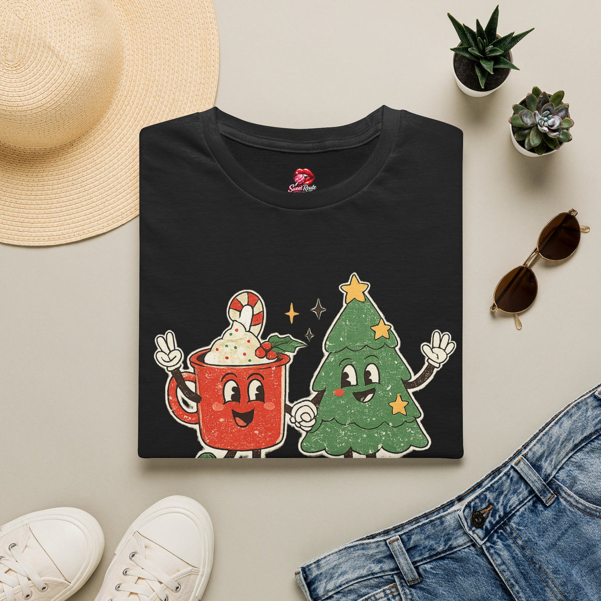Feelin' Jolly mug and Christmas tree T-Shirt