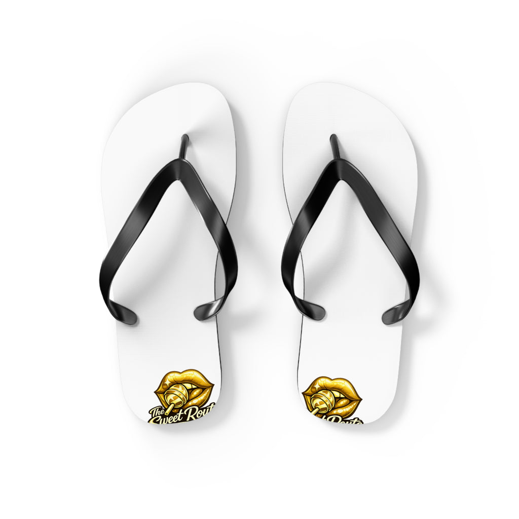 Gold Sweet Route Logo Beach Sandals