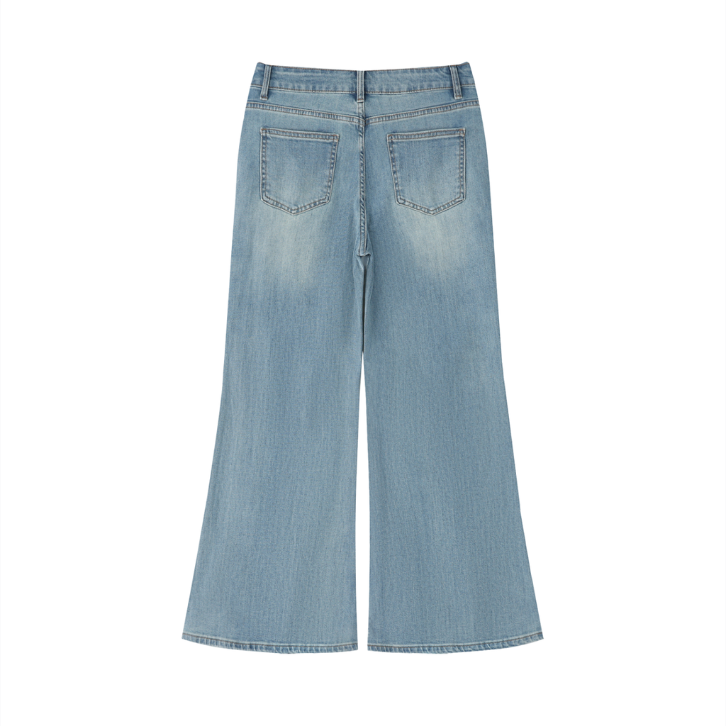 Sweet Route Women's Vintage Wash Flared Leg Jeans
