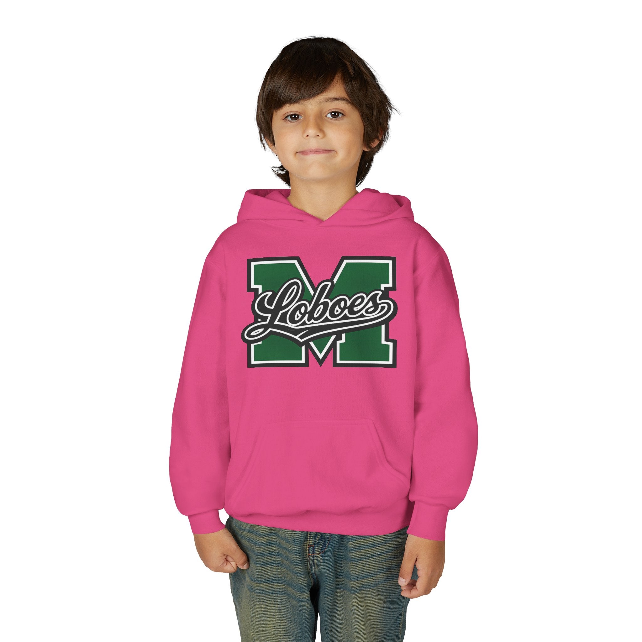 Youth Hoodie — 'M Loboes' Varsity Letterman School Spirit Pullover