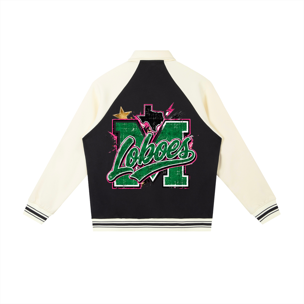 Monahans Texas Loboes Contrast Raglan Sleeve Baseball Jacket