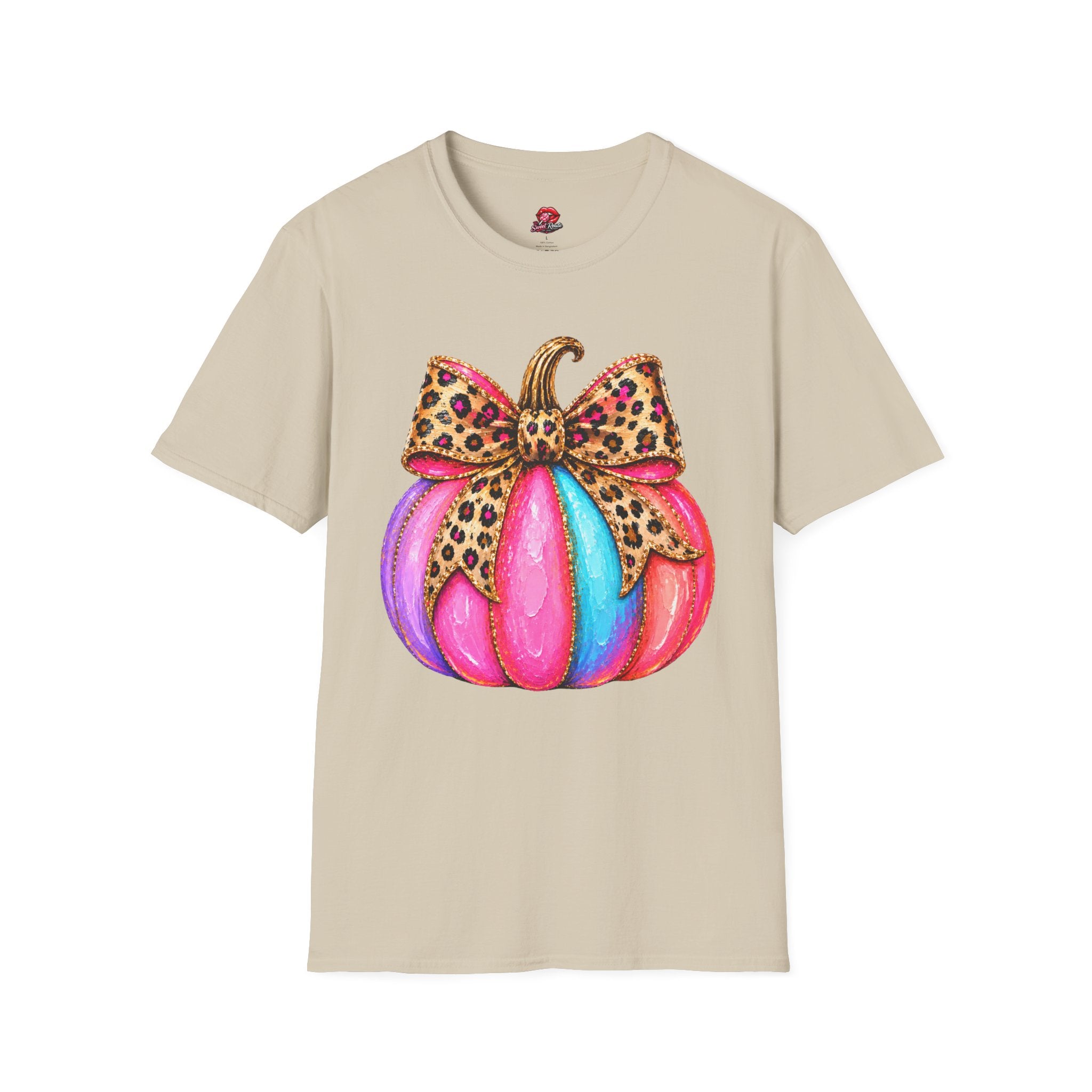 Leopard Bow Rainbow Pumpkin T-Shirt