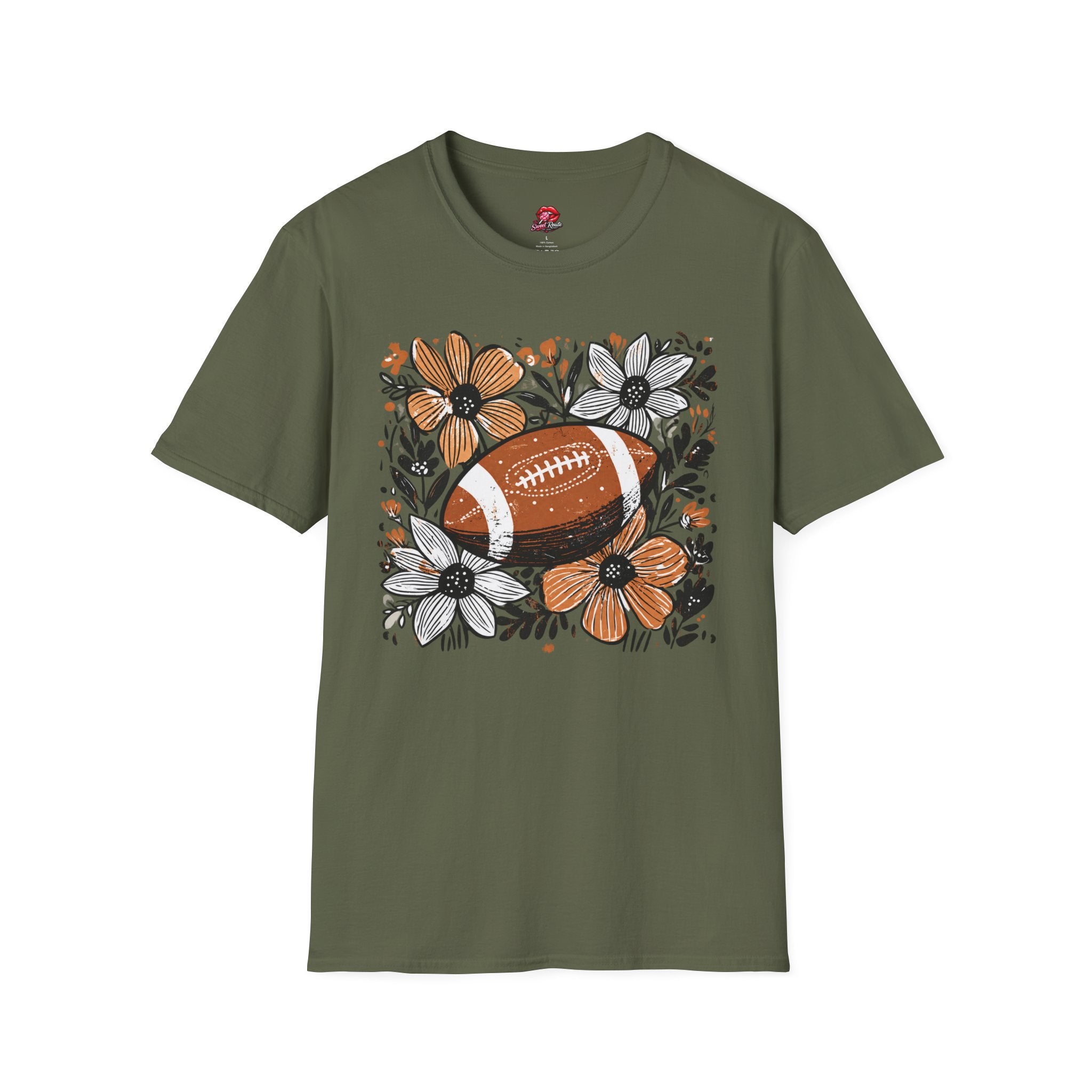 Floral Football T-Shirt — Vintage Fall Game Day Tee