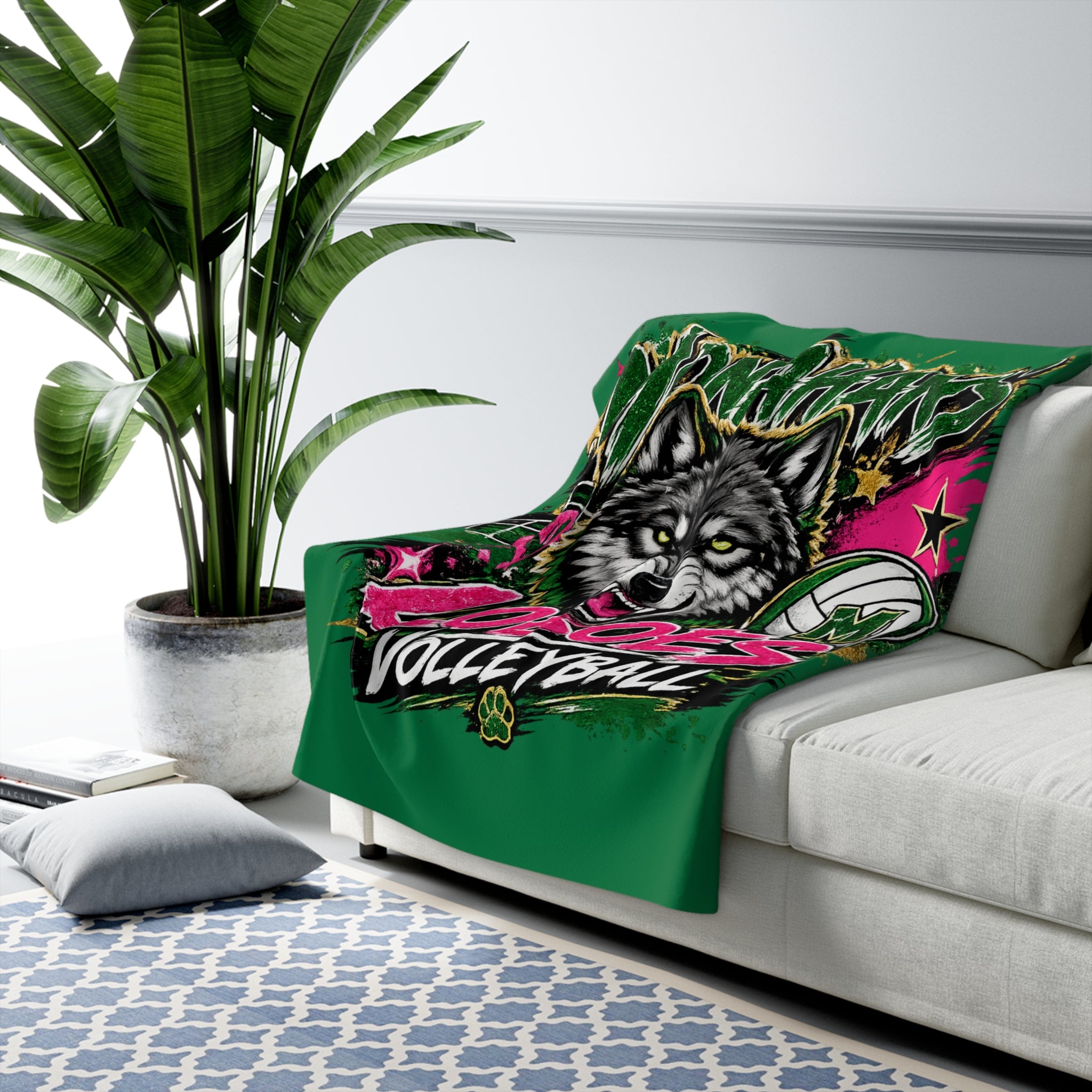 Monahans Loboes Volleyball Sherpa Blanket