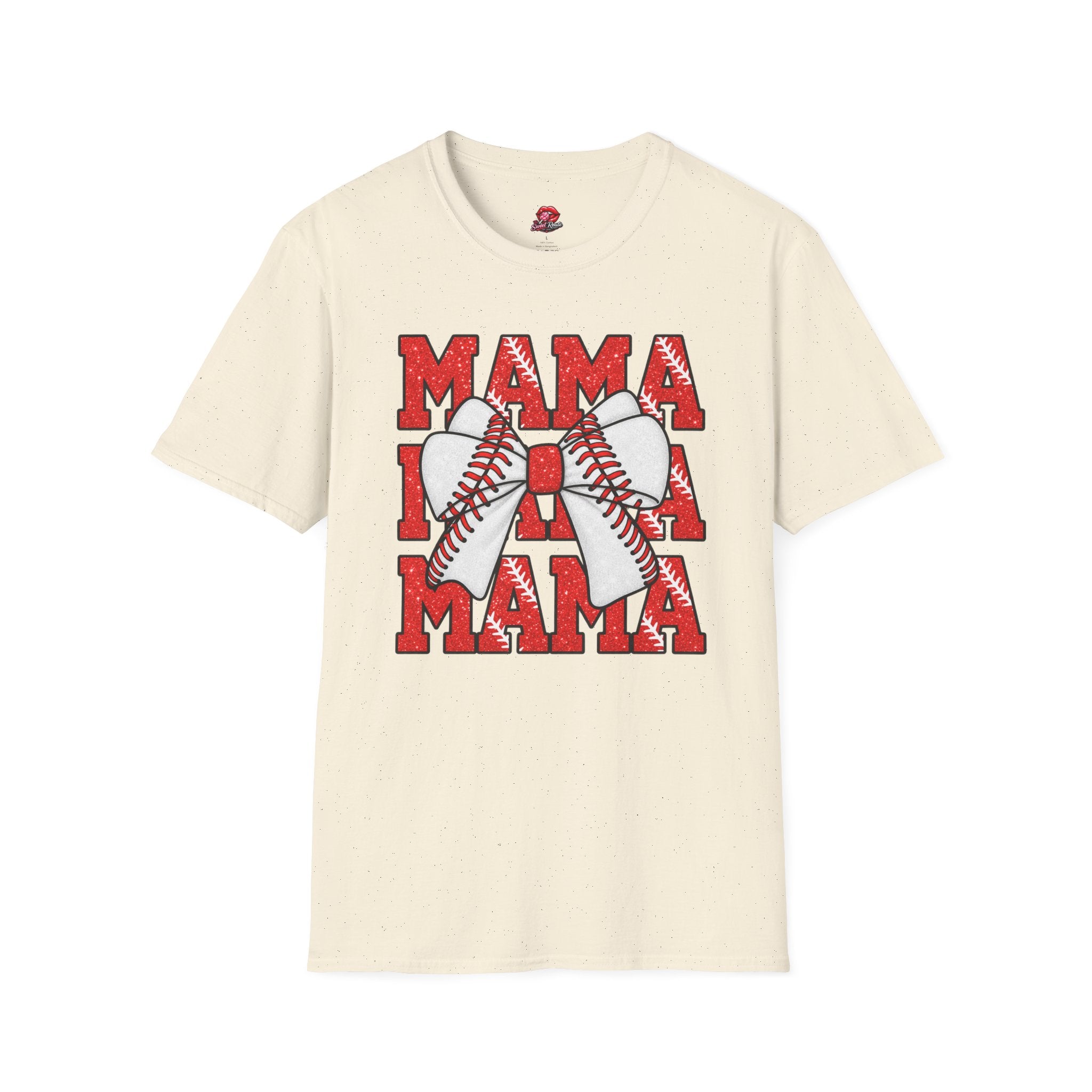 Red Glitter Baseball Mom Tee