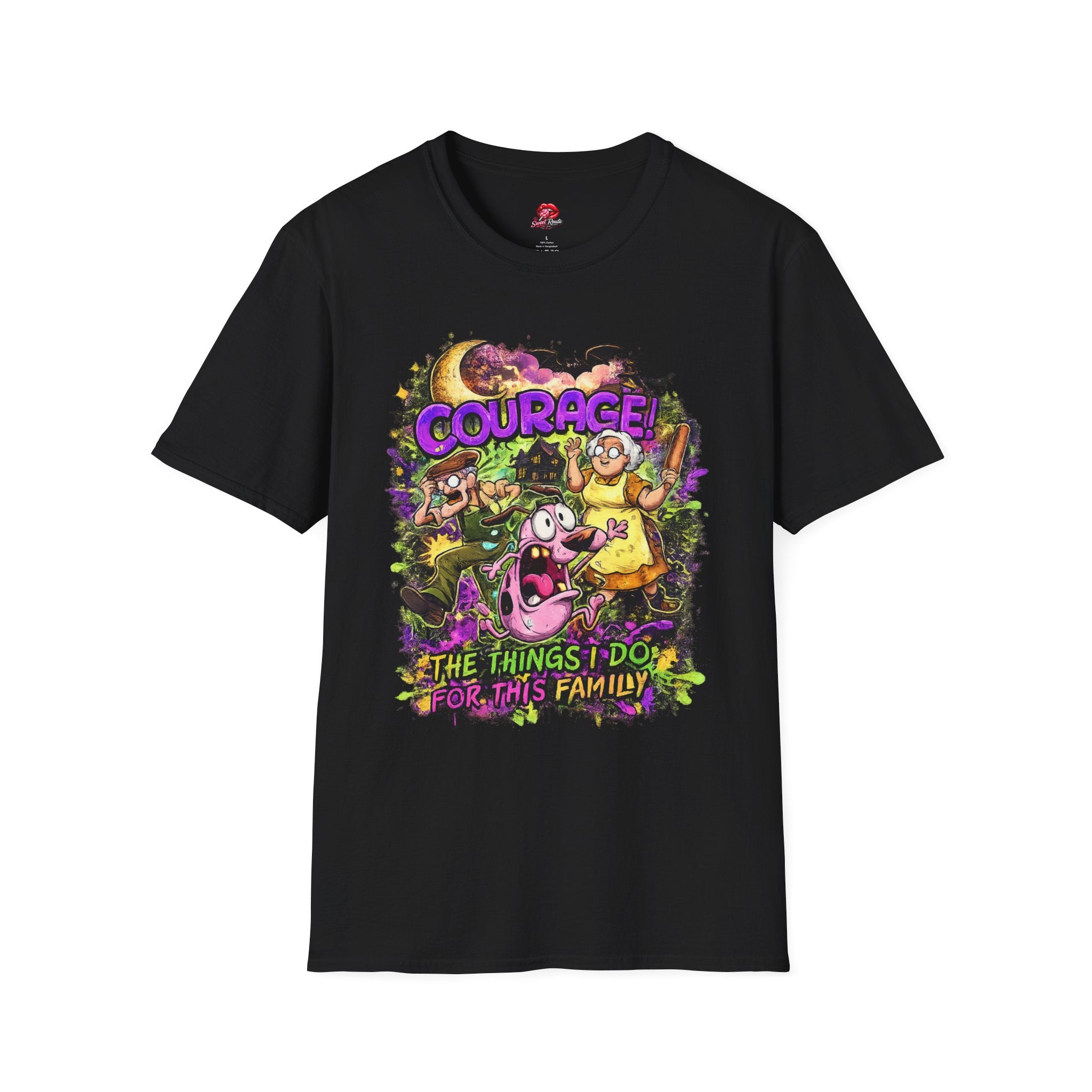 Courage! Graphic T-Shirt — Retro Cartoon Family TV Print