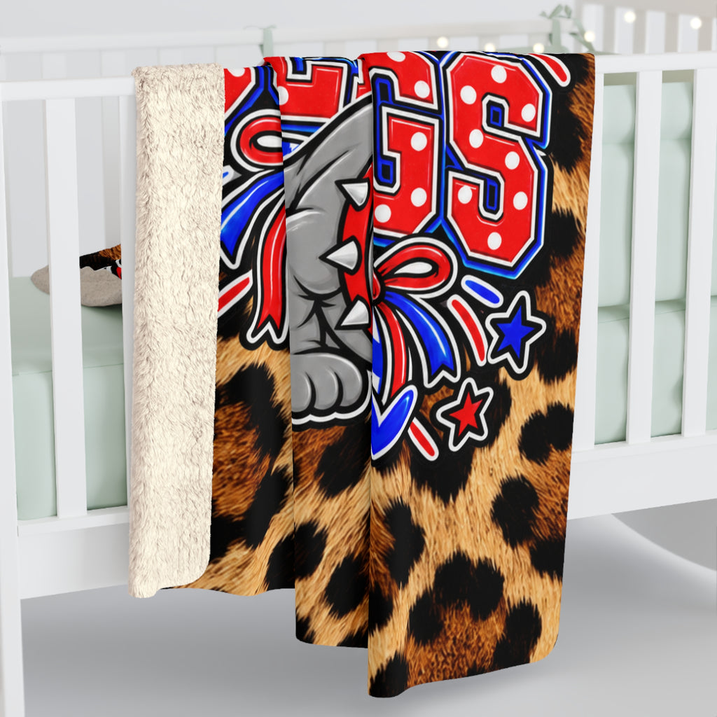 Coahoma Bulldogs Leopard Print Sherpa Fleece Blanket