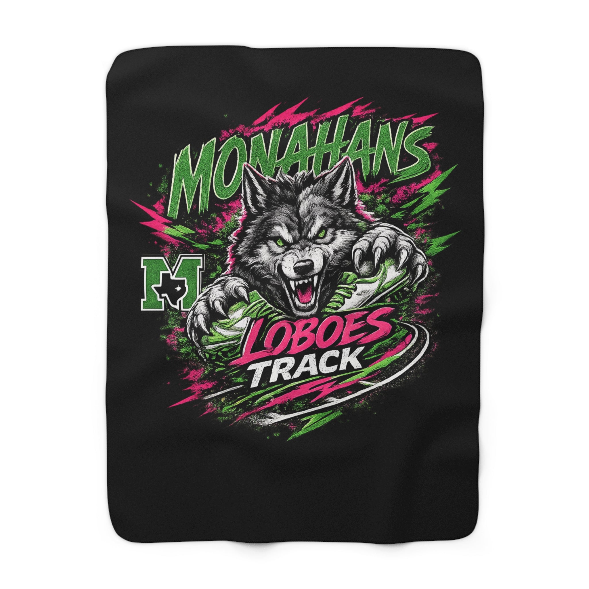 Monahans Loboes Track Sherpa Fleece Blanket