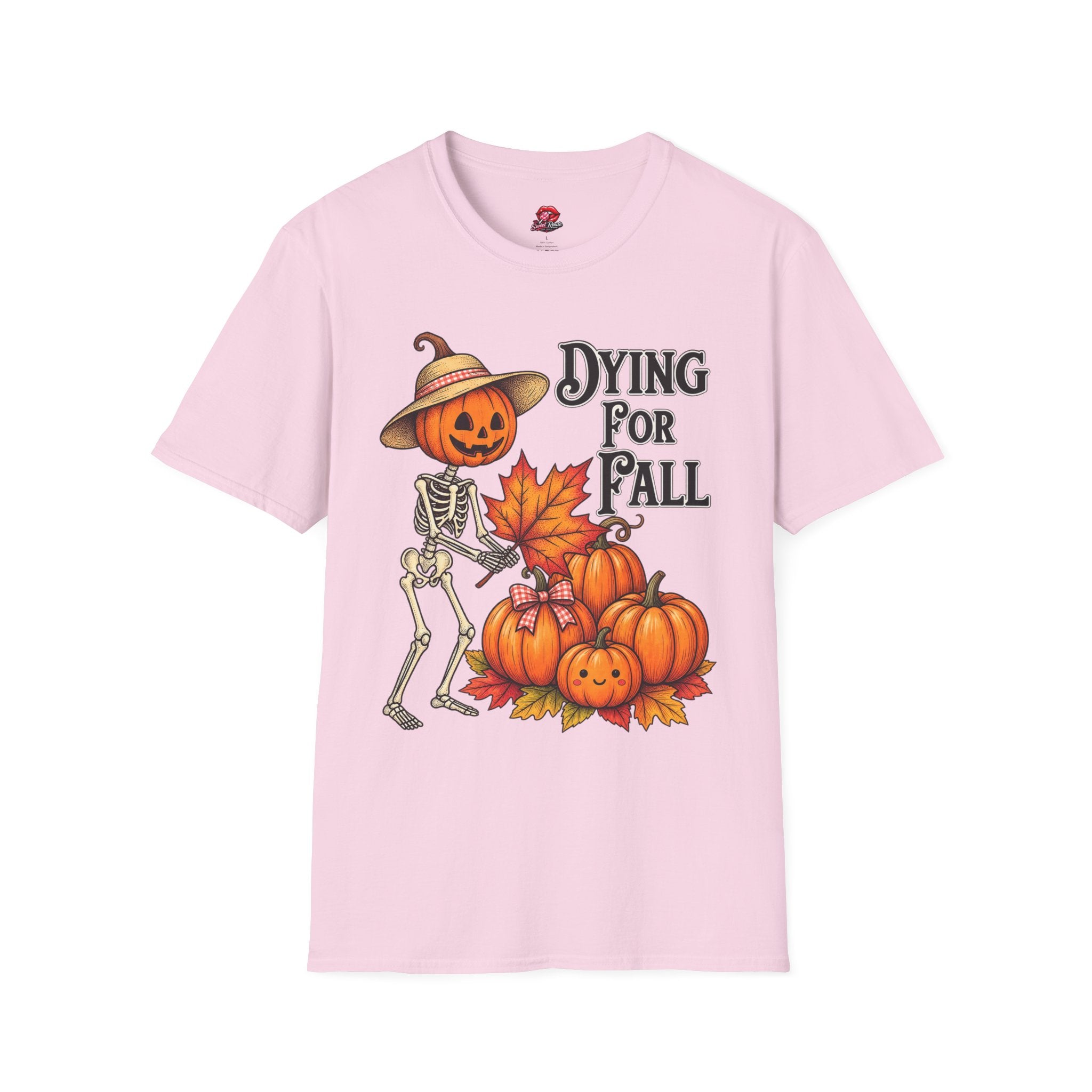Dying for Fall Pumpkin Skeleton Autumn Tee