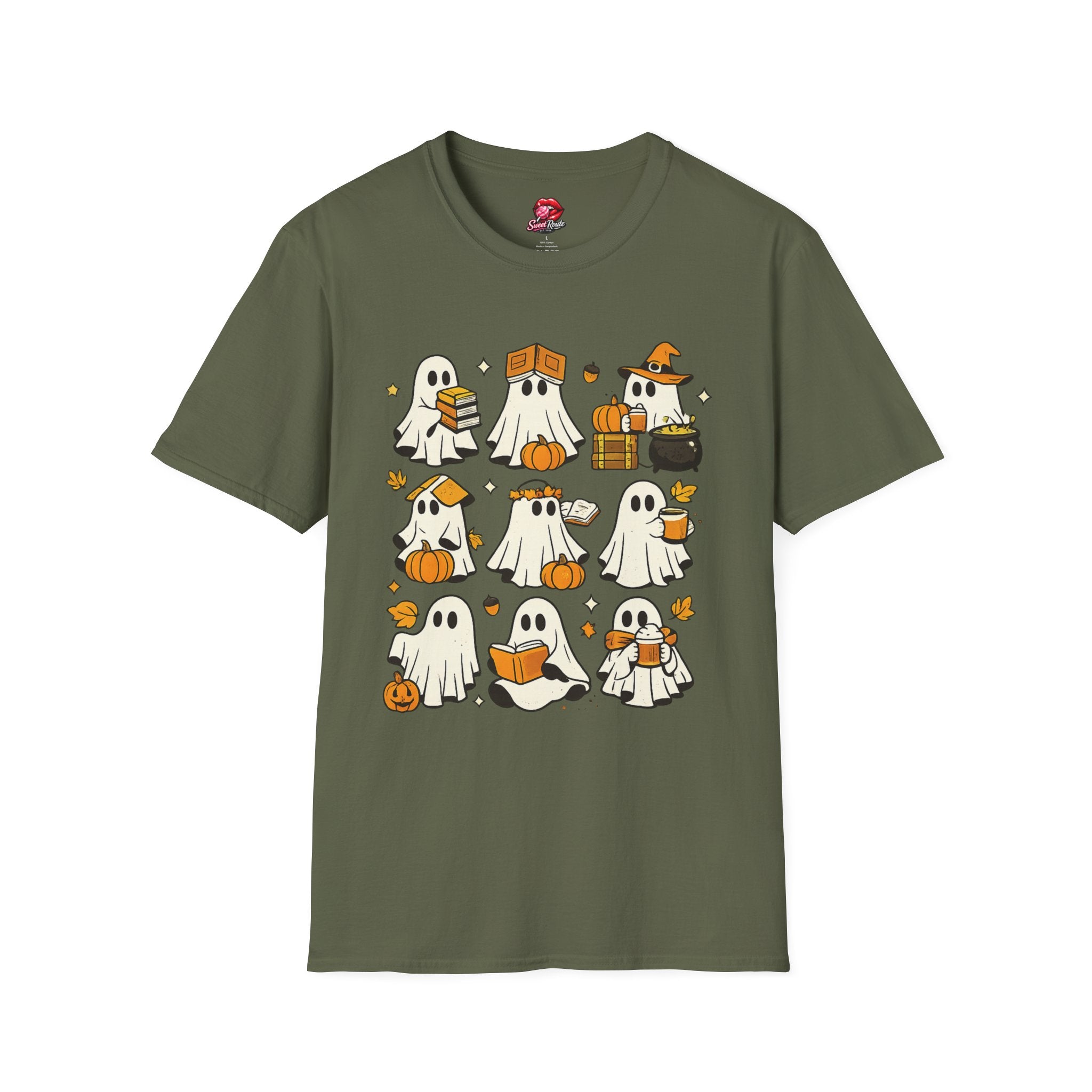 Cute Ghost Characters Halloween T-Shirt | Adorable Boo Crew Ghost Graphic Tee | Halloween Shirt | Pumpkin Ghost Fall Tee | Spooky Season Gift
