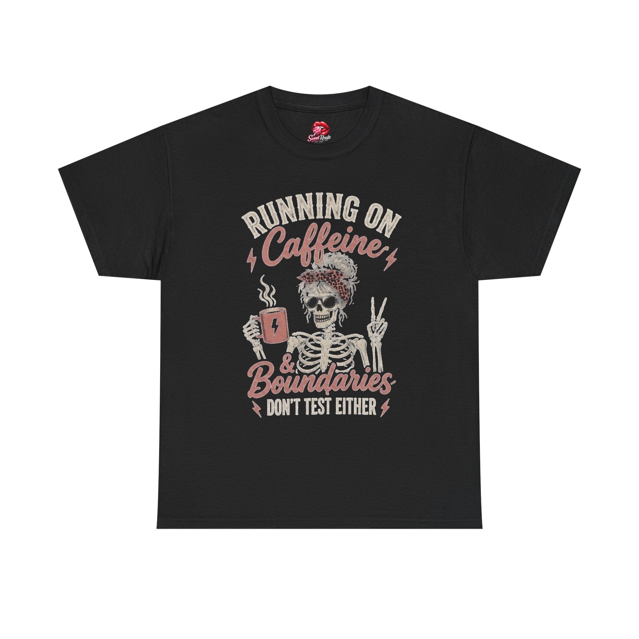 Running on Caffeine & Boundaries Skull Tee | Coffee Skeleton Shirt
