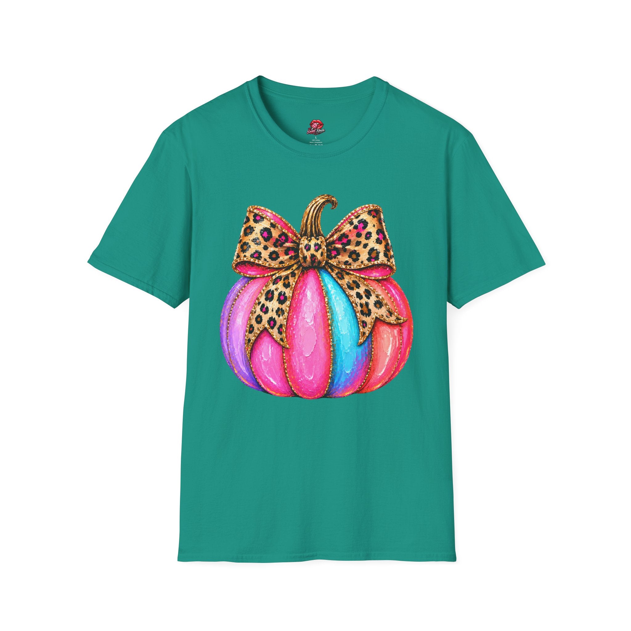 Leopard Bow Rainbow Pumpkin T-Shirt