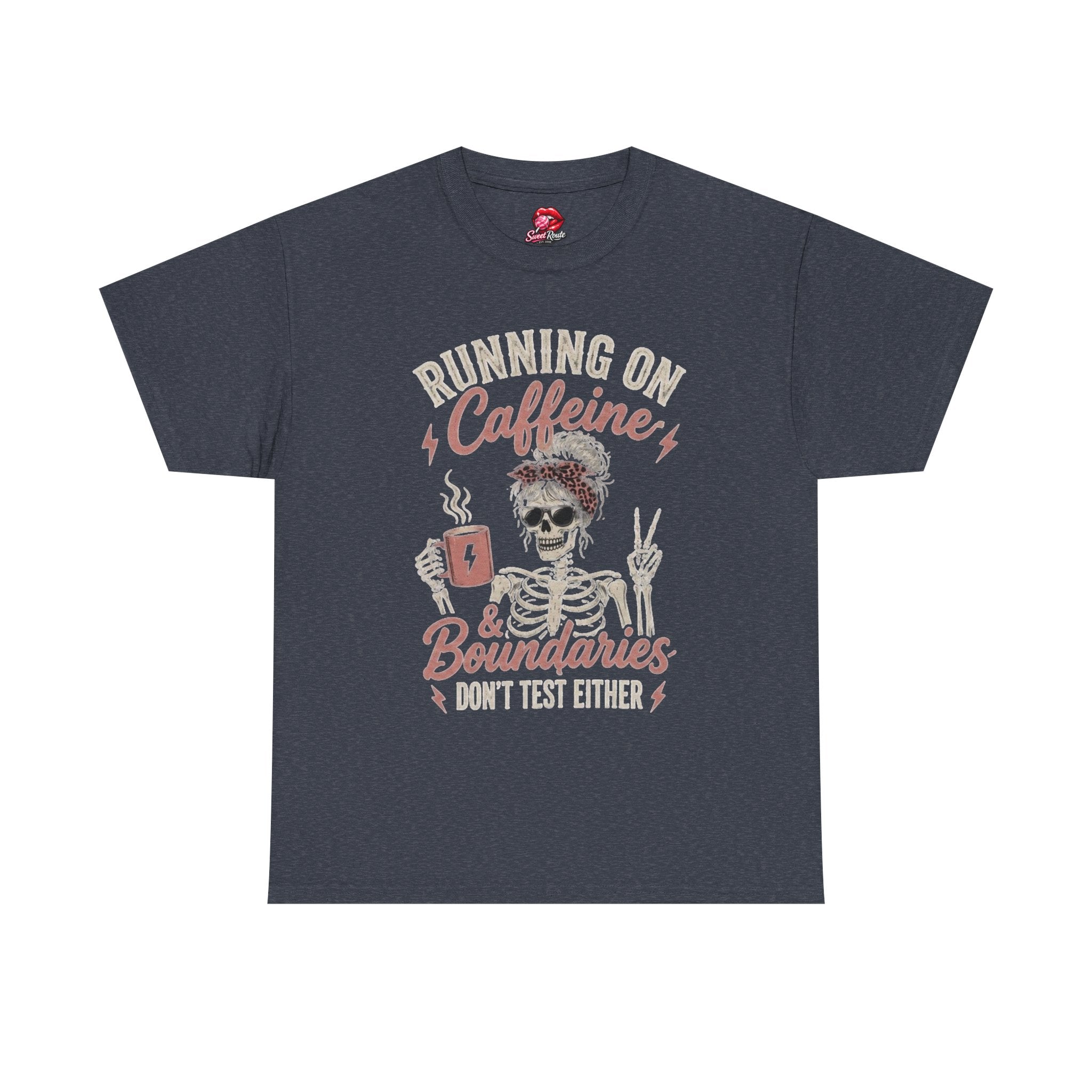 Running on Caffeine & Boundaries Skull Tee | Coffee Skeleton Shirt