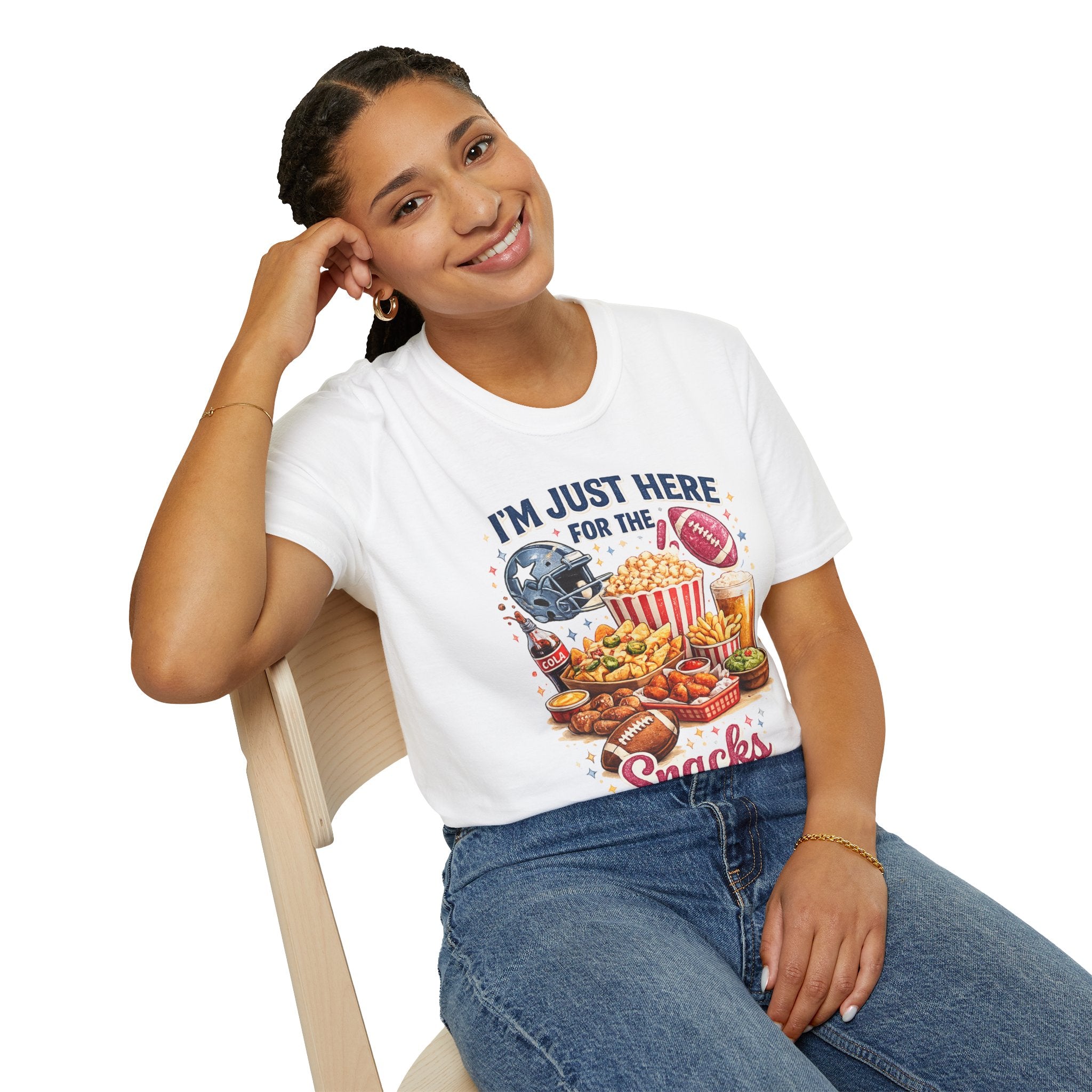 I’m Just Here for the Snacks T-Shirt | Funny Football Game Day Tee | Tailgate Snack Lover Shirt
